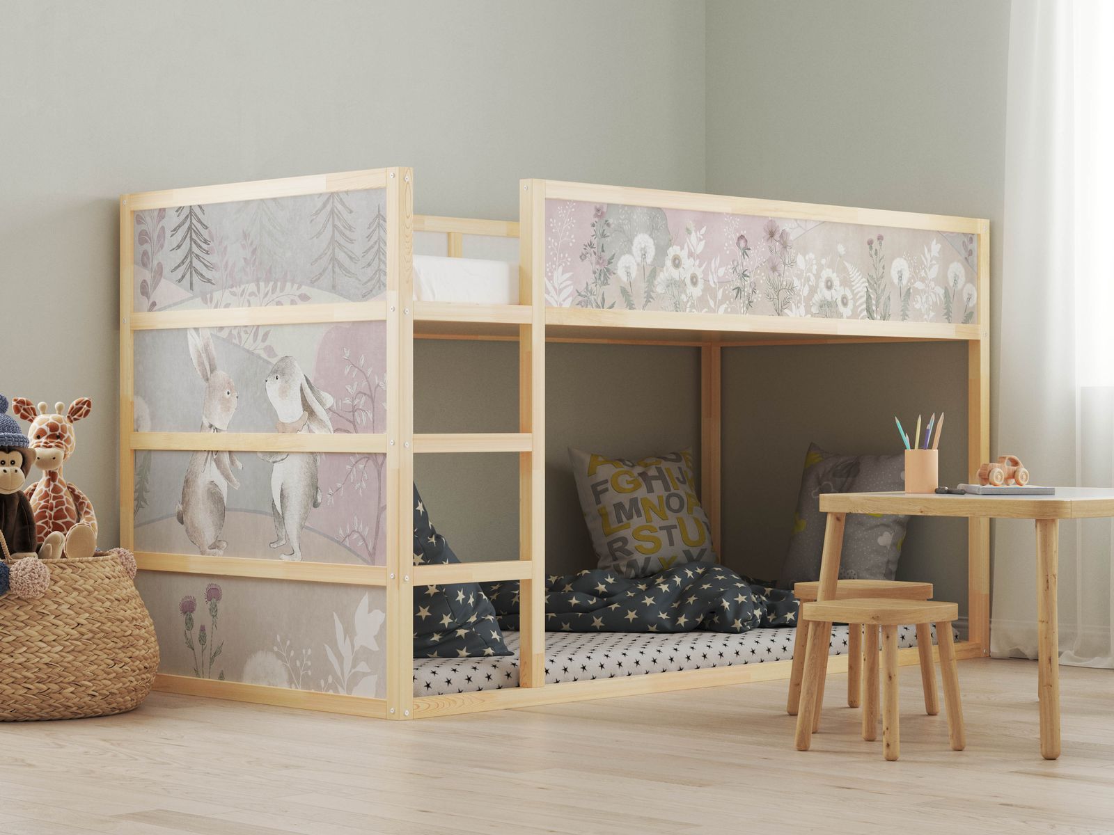 Self-Adhesive Stickers – for Ikea KURA bed / - Sticker - Woodland Animals