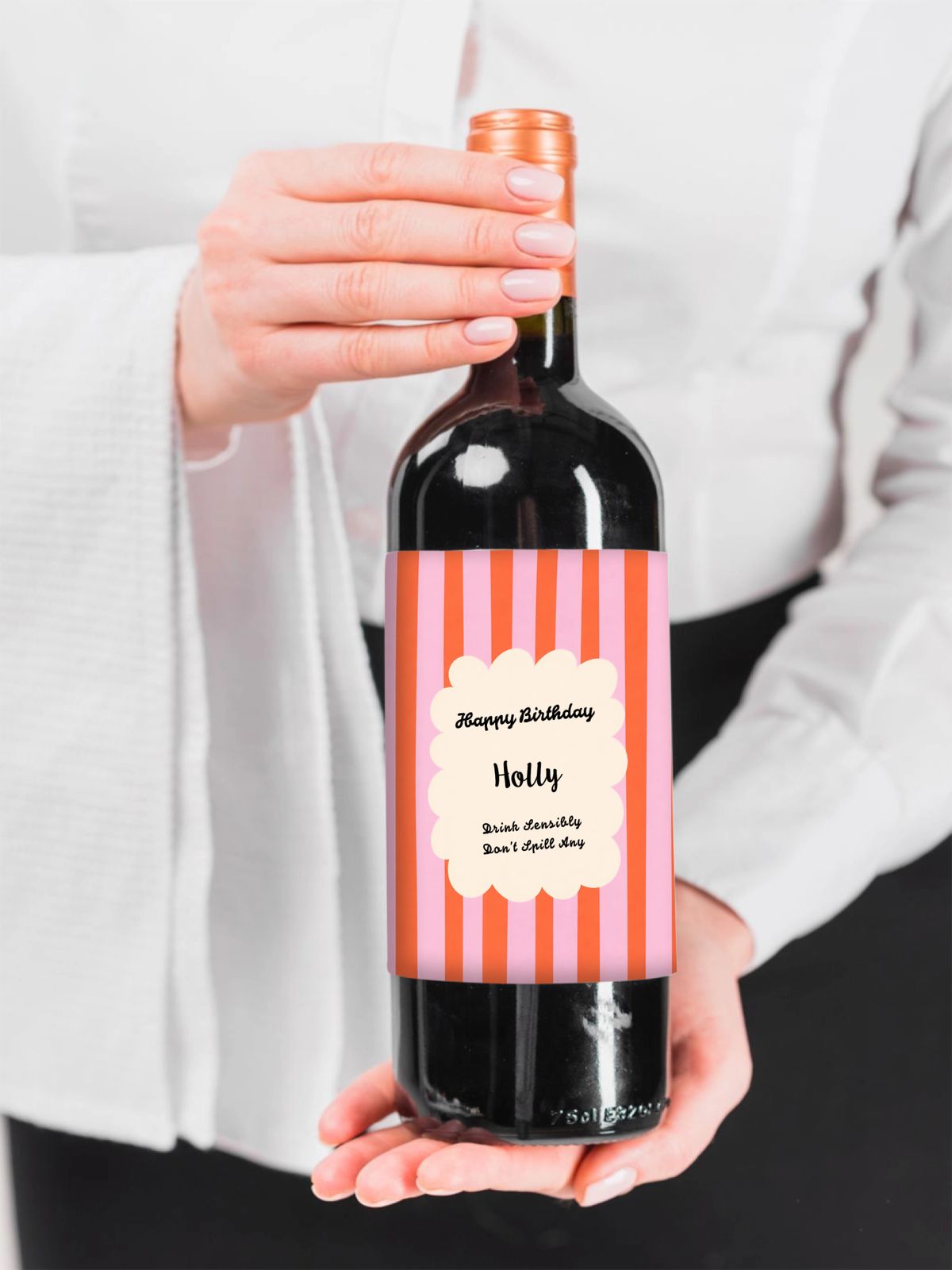 Personalised Bottle Label - Striped design