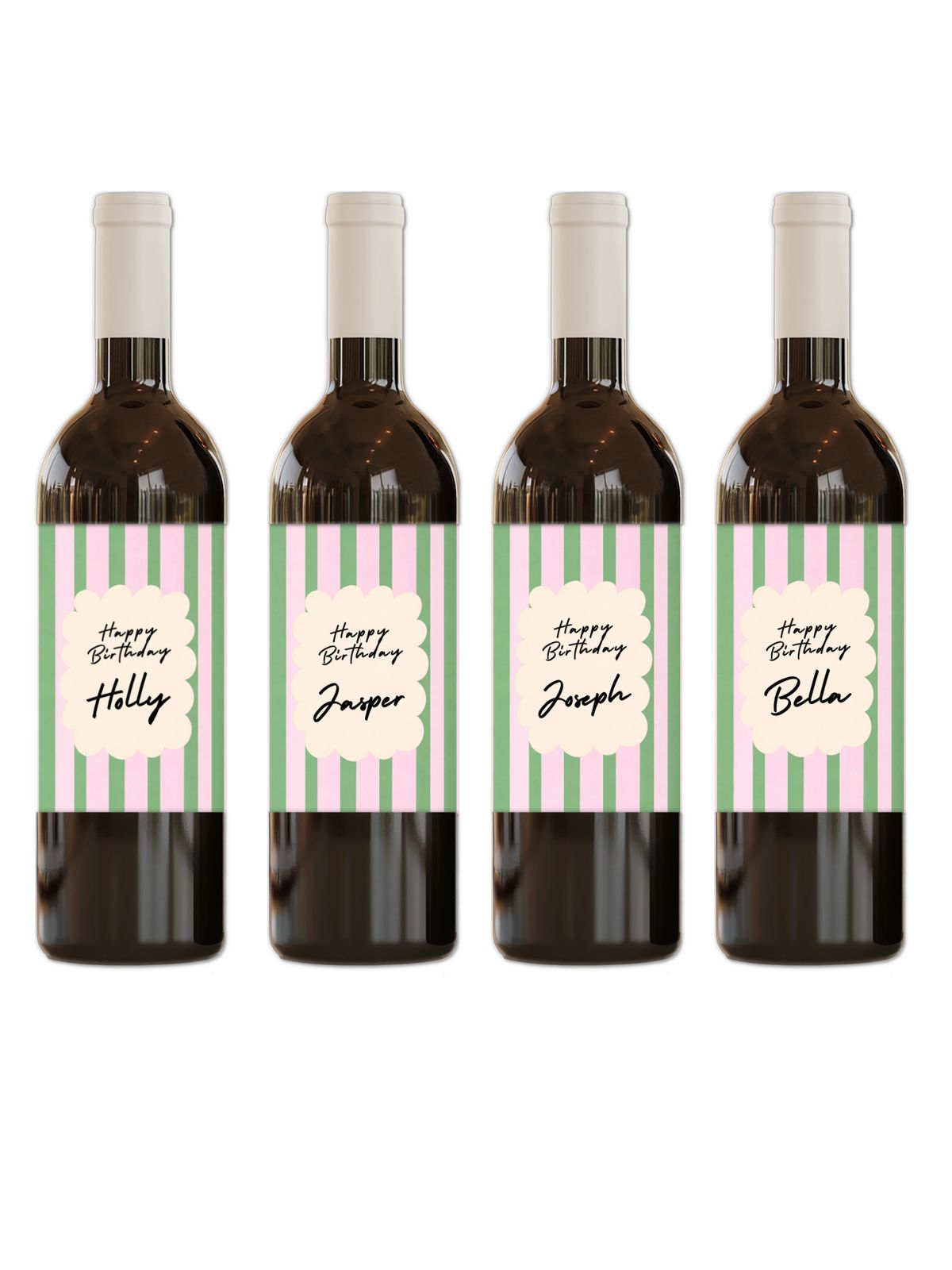 Personalised Bottle Label - 4 striped designs