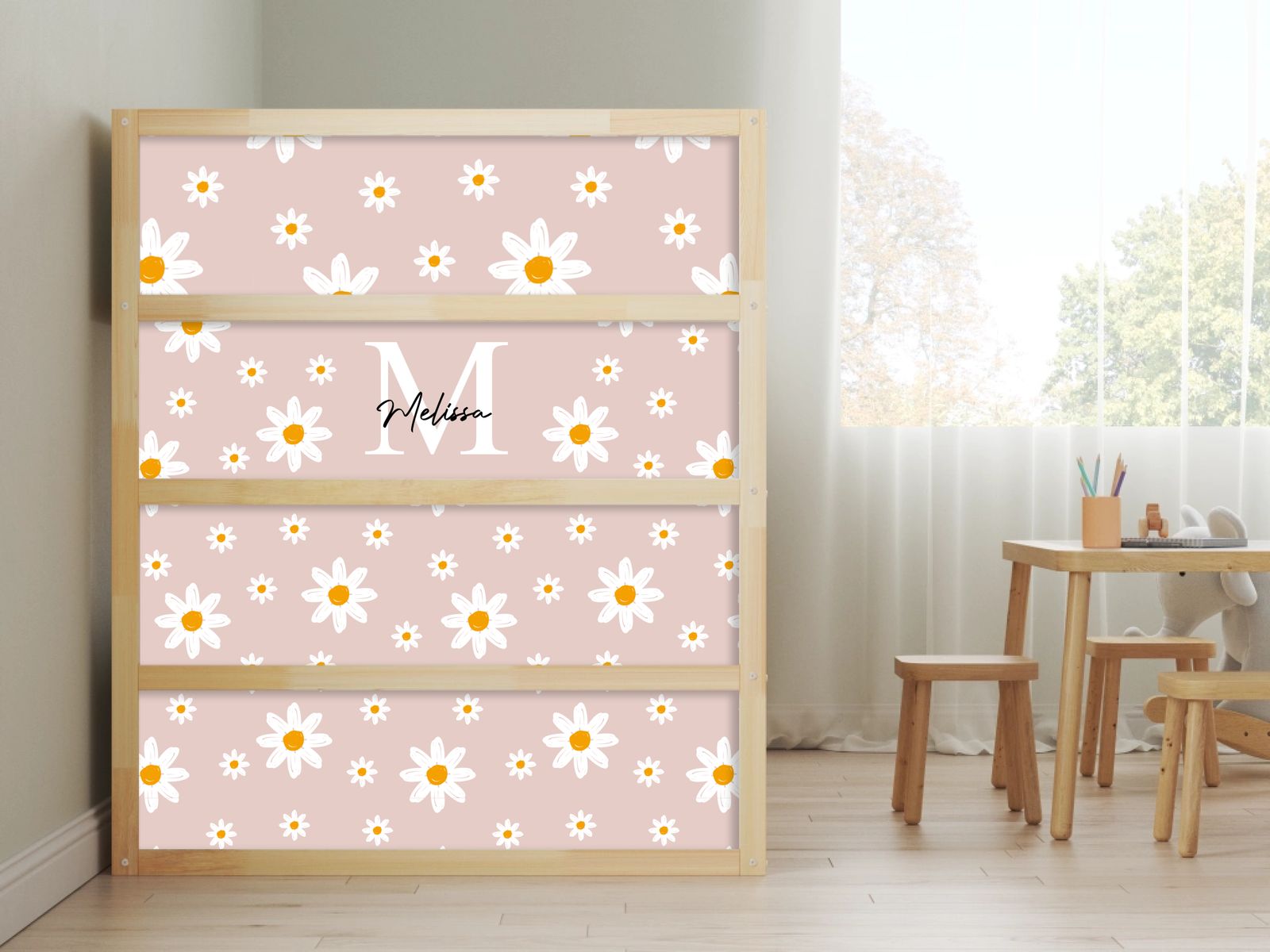 Self-Adhesive Stickers – for Ikea KURA bed / Personalised Daisy design