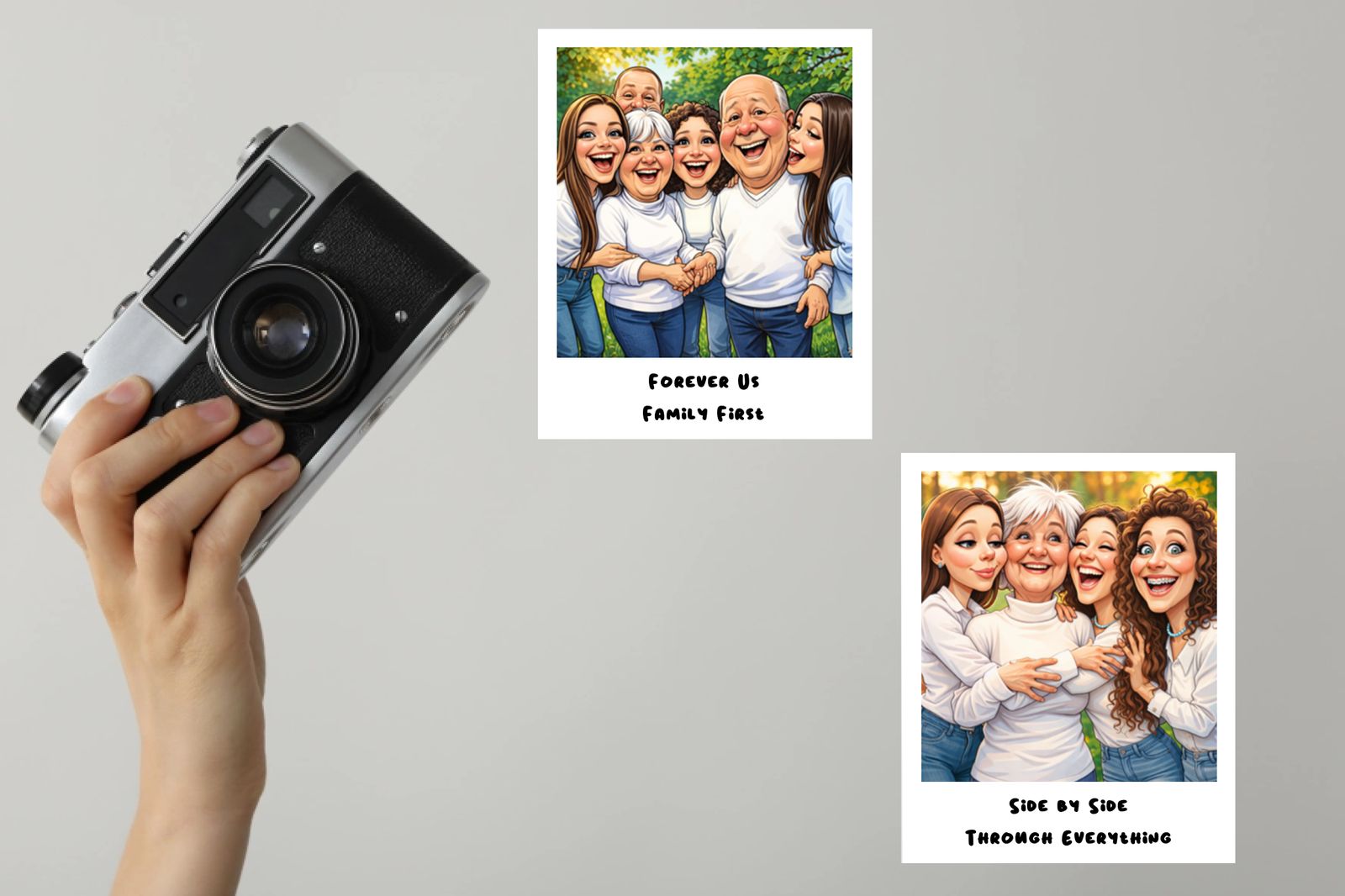 Polaroid Stickers Small 6.5x8 cm – Caricature AI, 16-pack