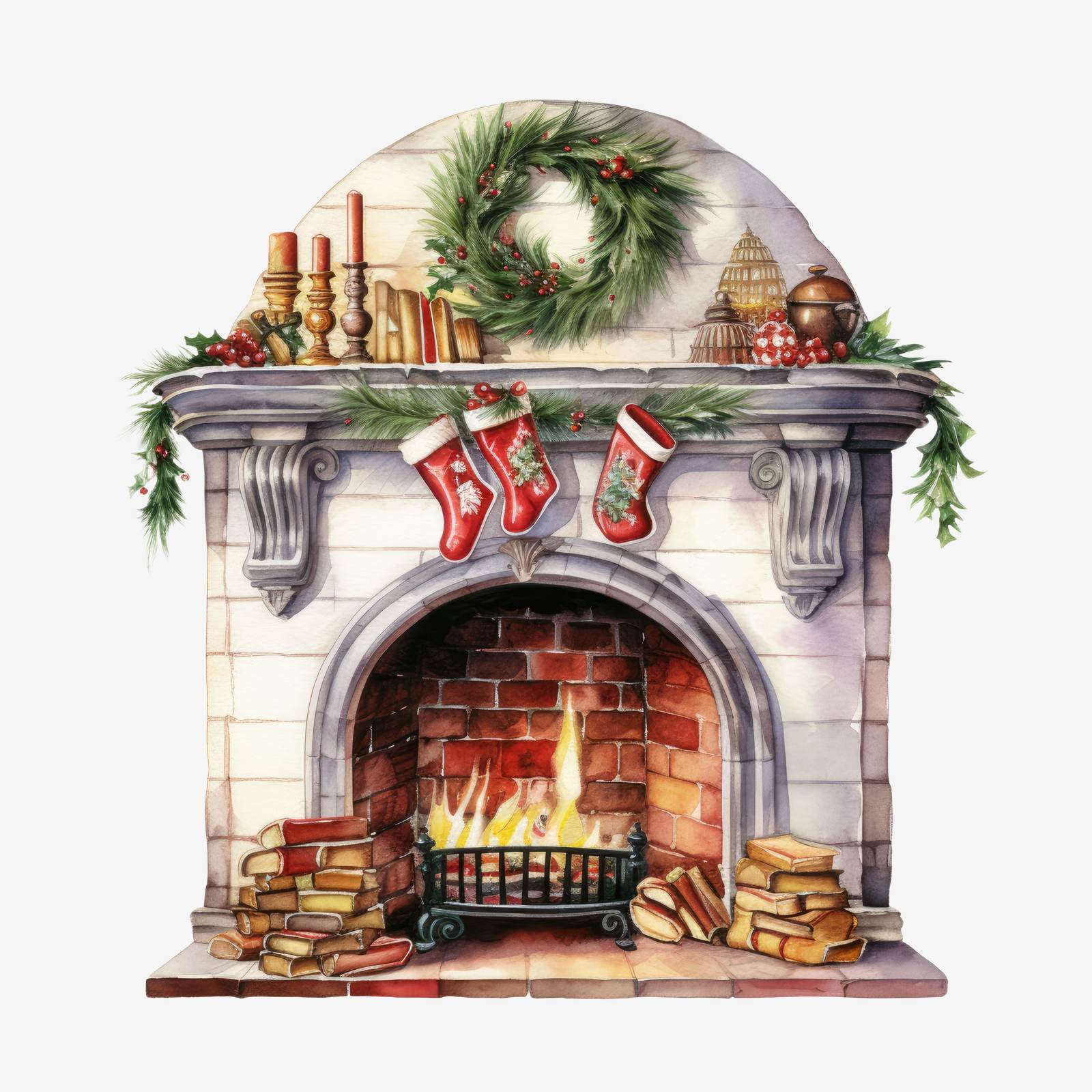Festive Fireplace Sticker Decor