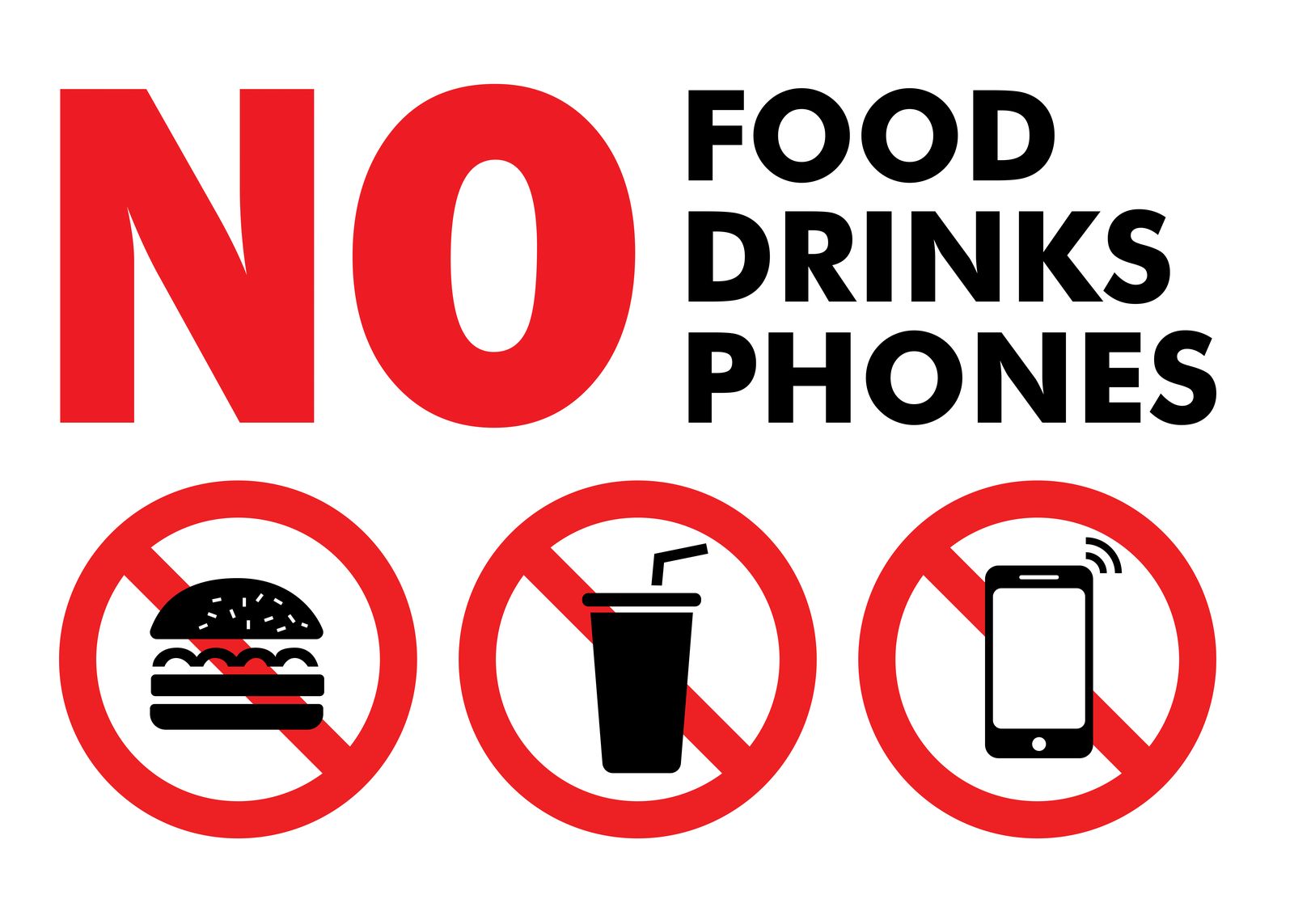 Sticker - No Food Drinks Phones