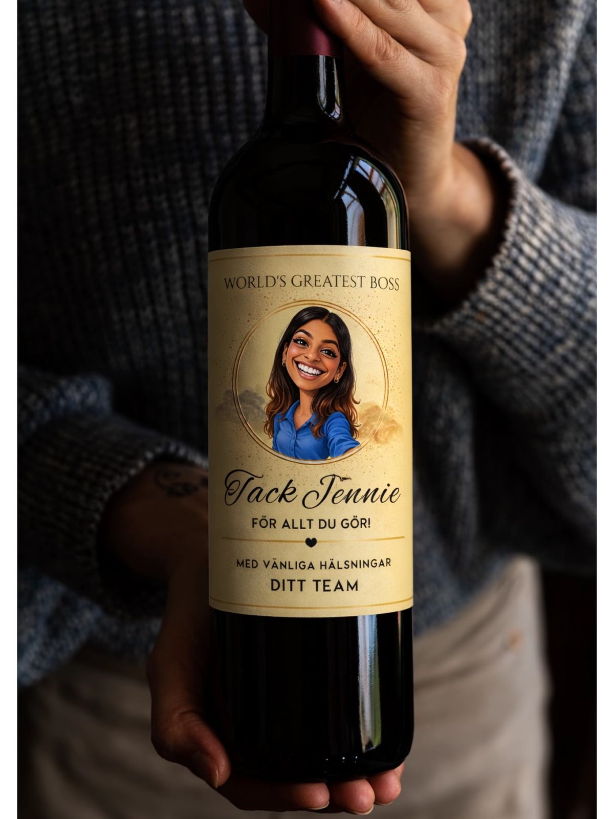 Personalised Bottle Label - AI portrait & message