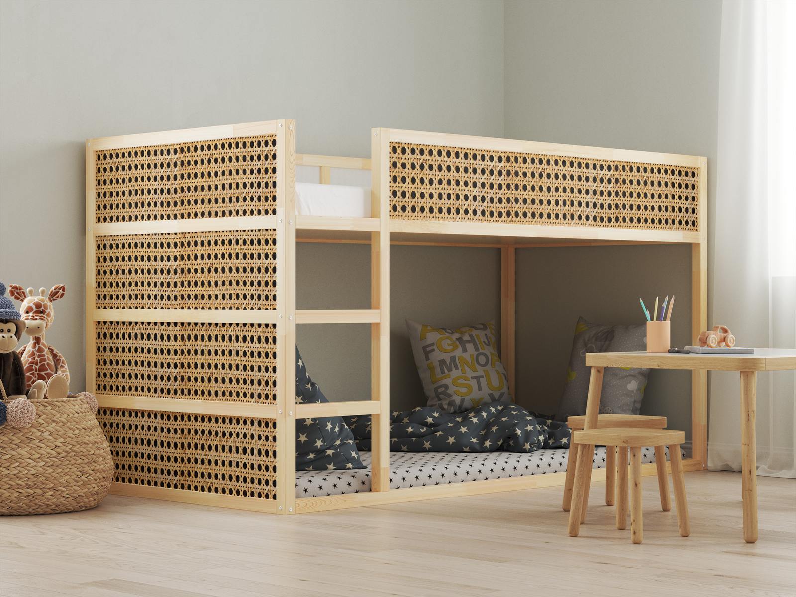 Self-Adhesive Stickers – for Ikea KURA bed / - Sticker - Rattan Pattern