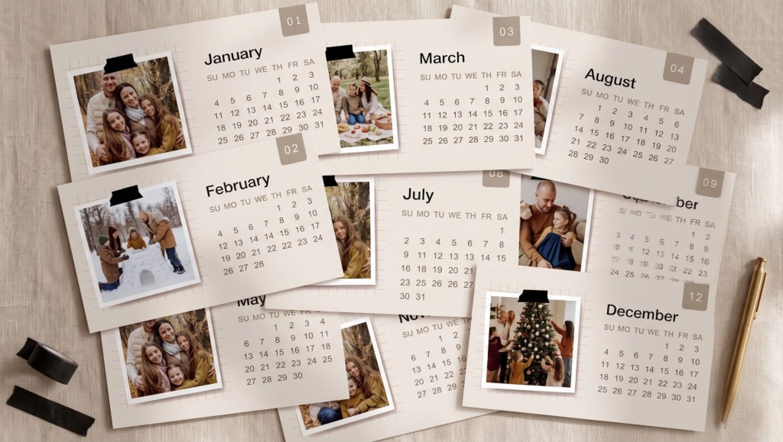 Personalized Monthly Photo Calendar Stickers – Set of 12