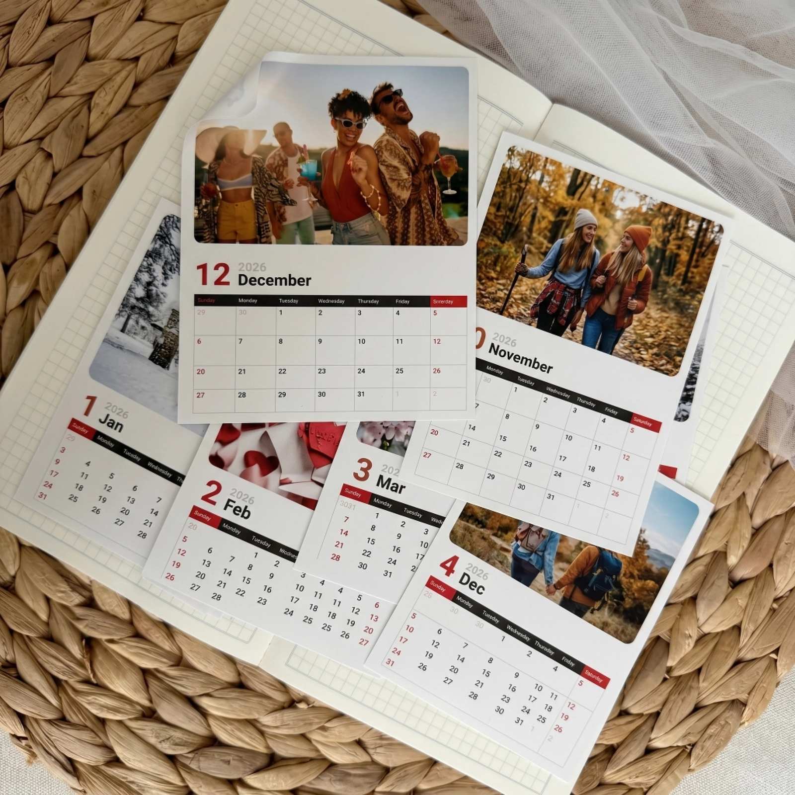 Personalized Photo Calendar Stickers – 12x17 cm, Set of 12