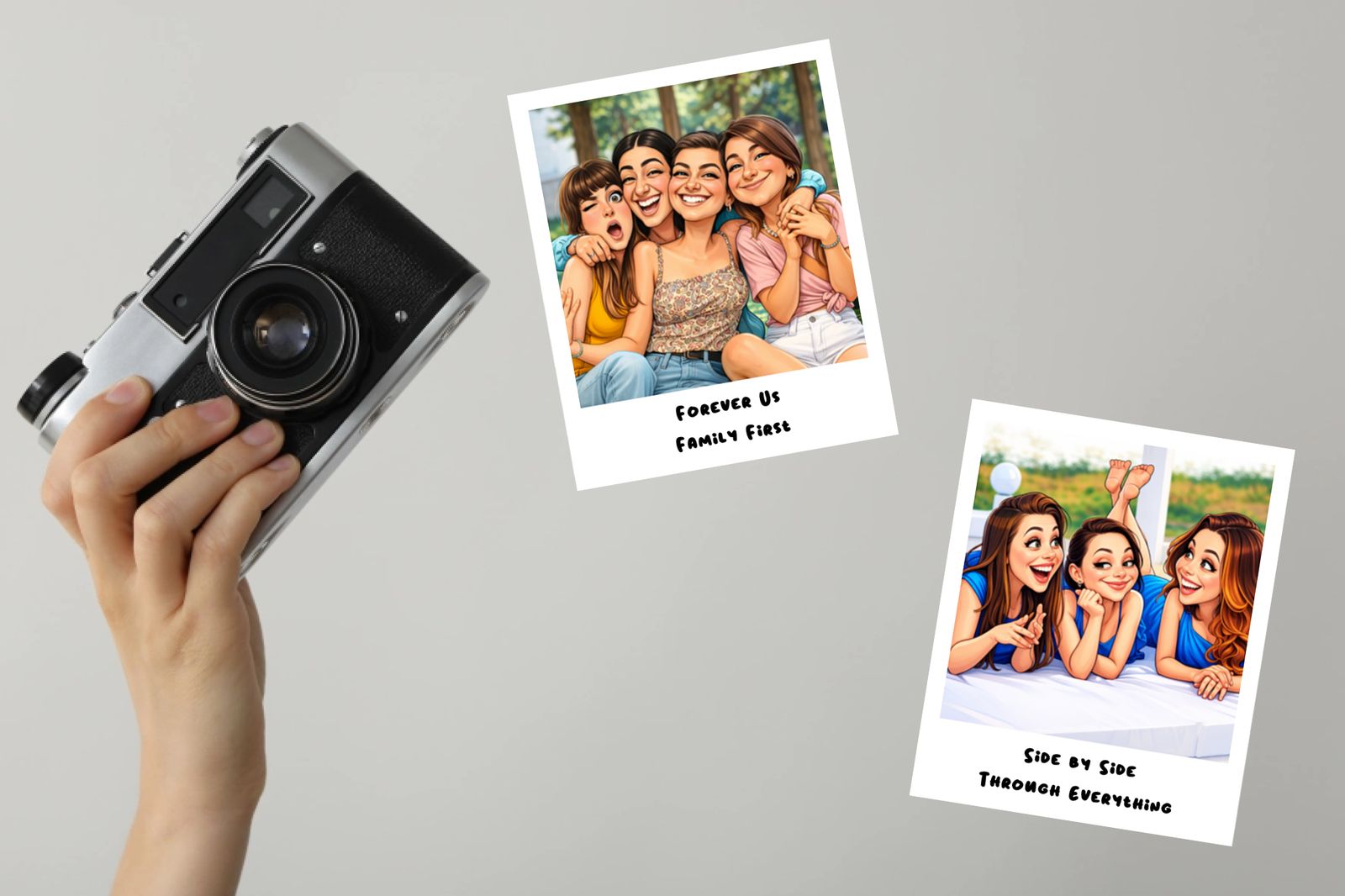Polaroid Stickers Large 10.8x8.8 cm – Caricature AI, 16-pack