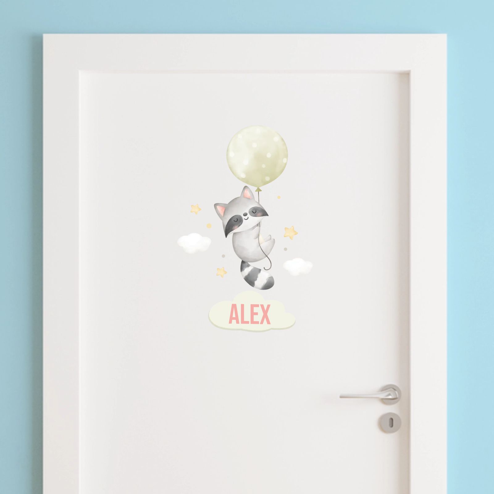 Door Sticker - Balloon Raccoon