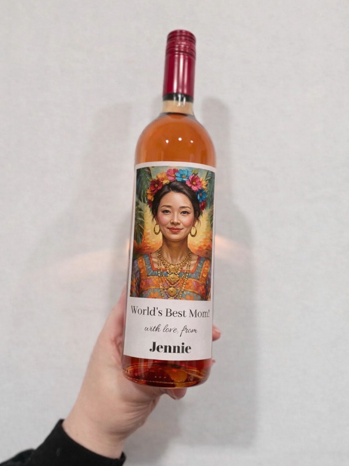 Personalised Bottle Label - AI Kahlo inspired portrait & message