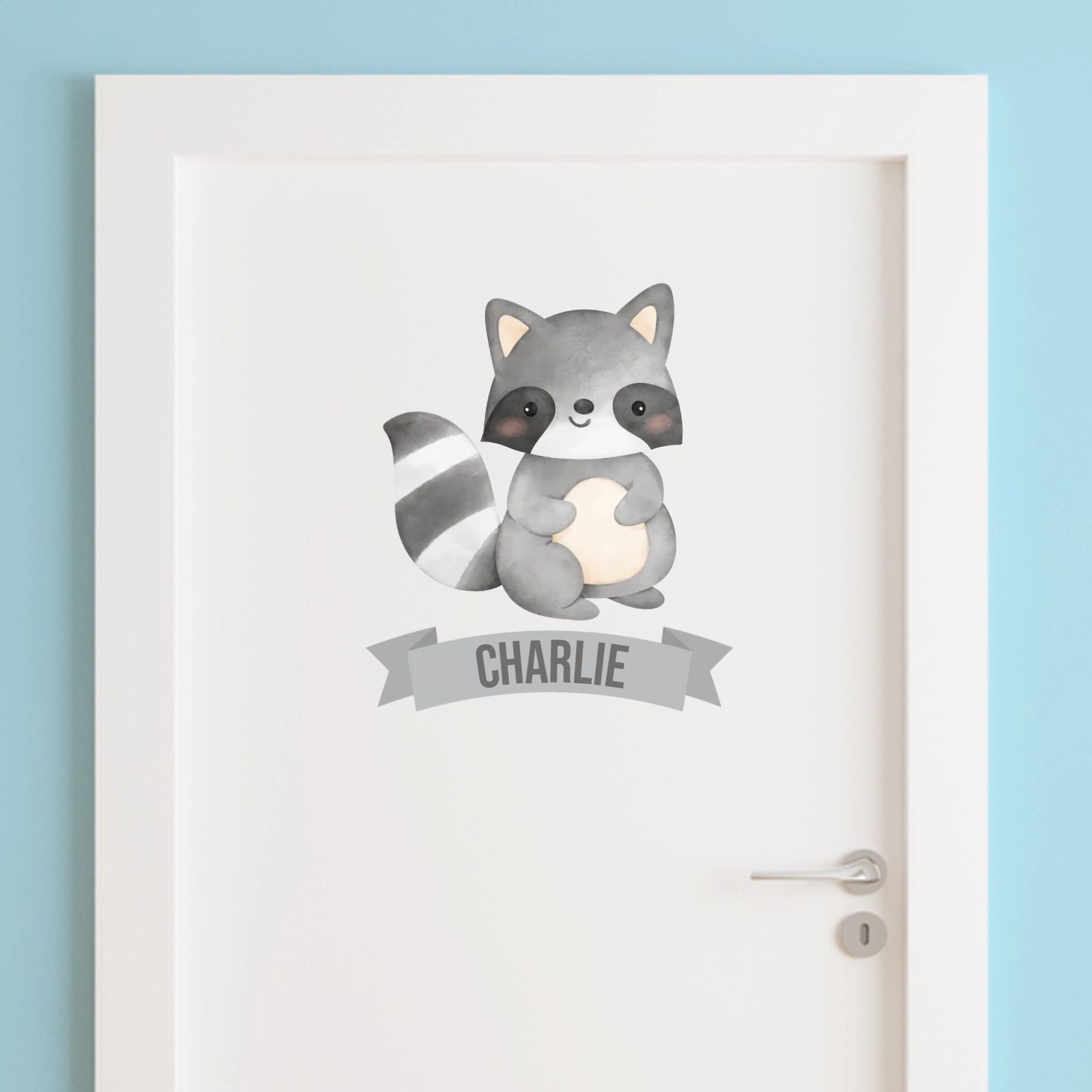Door Sticker - Cute Raccoon Design