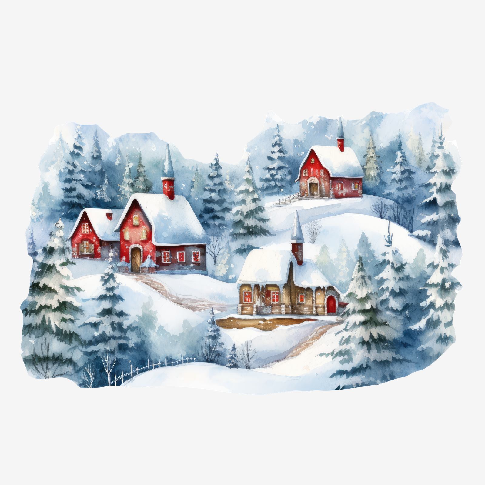 Scenic Christmas Sticker Winter Village