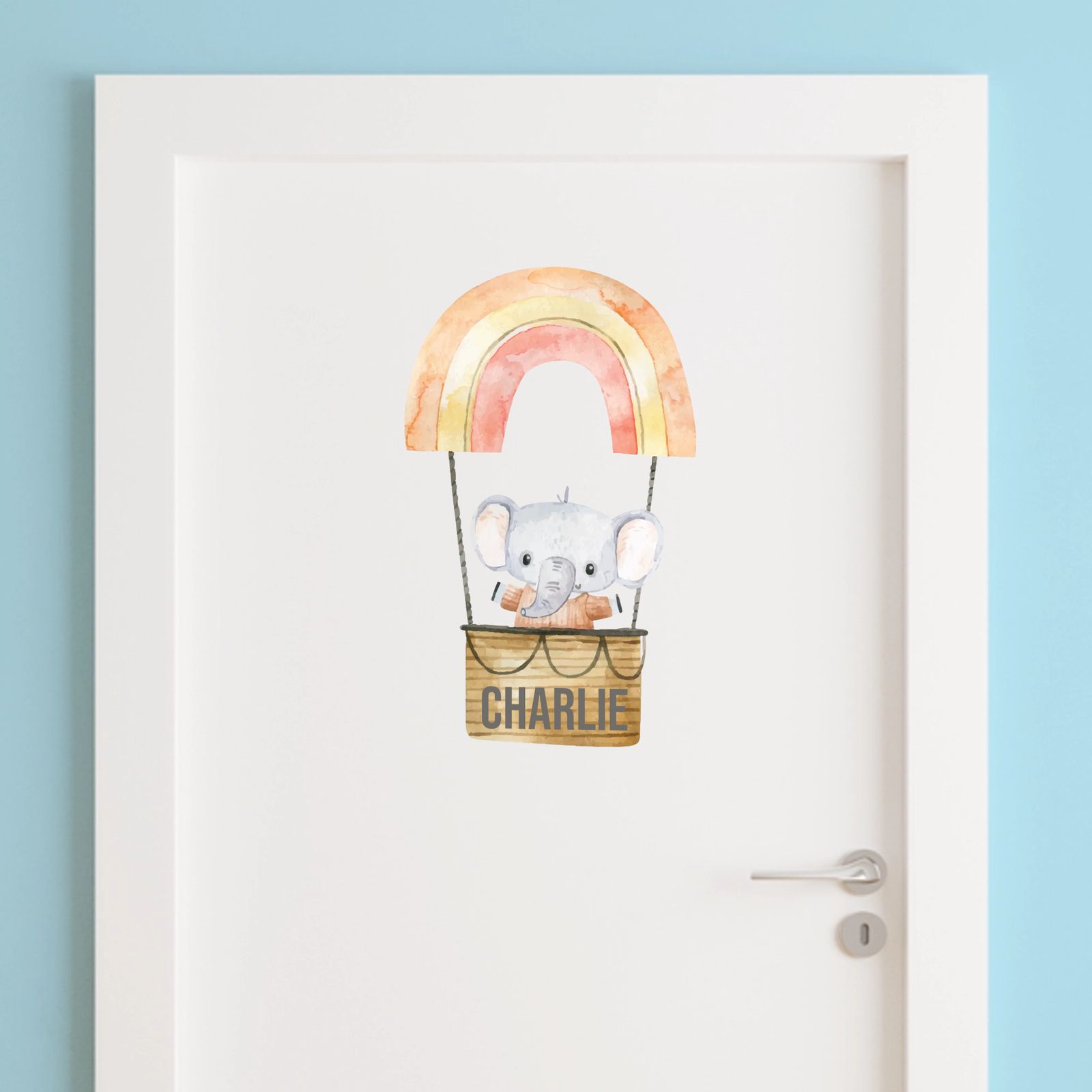 Door Sticker - Elephant Hot Air Balloon