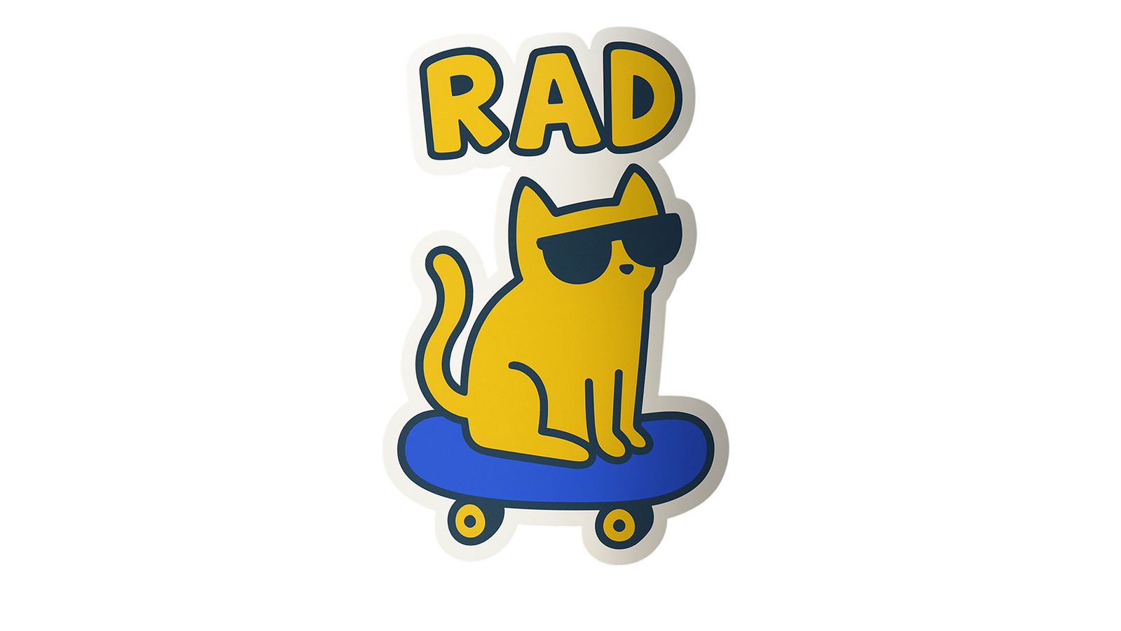 Sticker - Rad Skateboard Cat - 4 Stickers