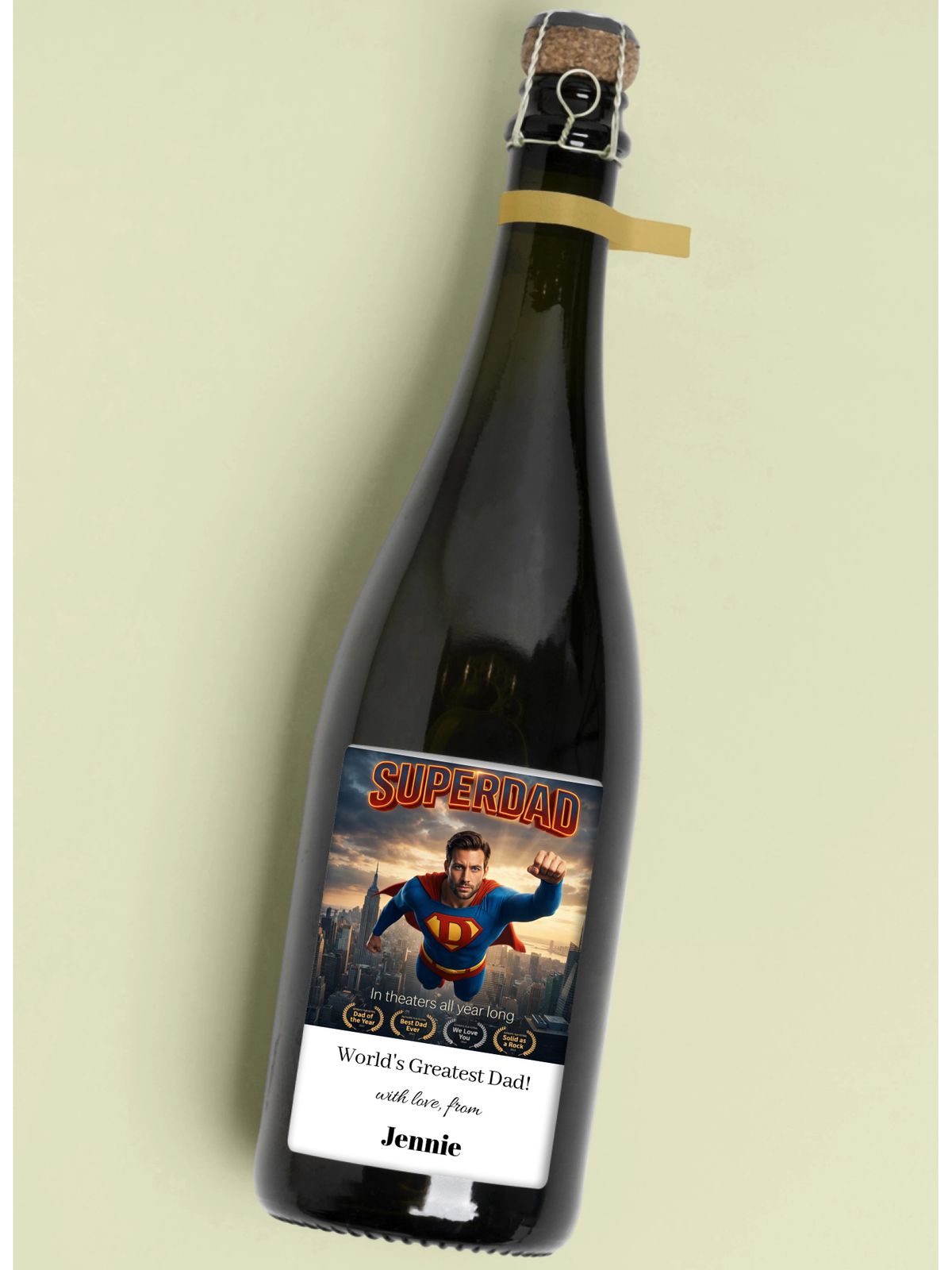 Personalised Bottle Label  - Superhero Dad