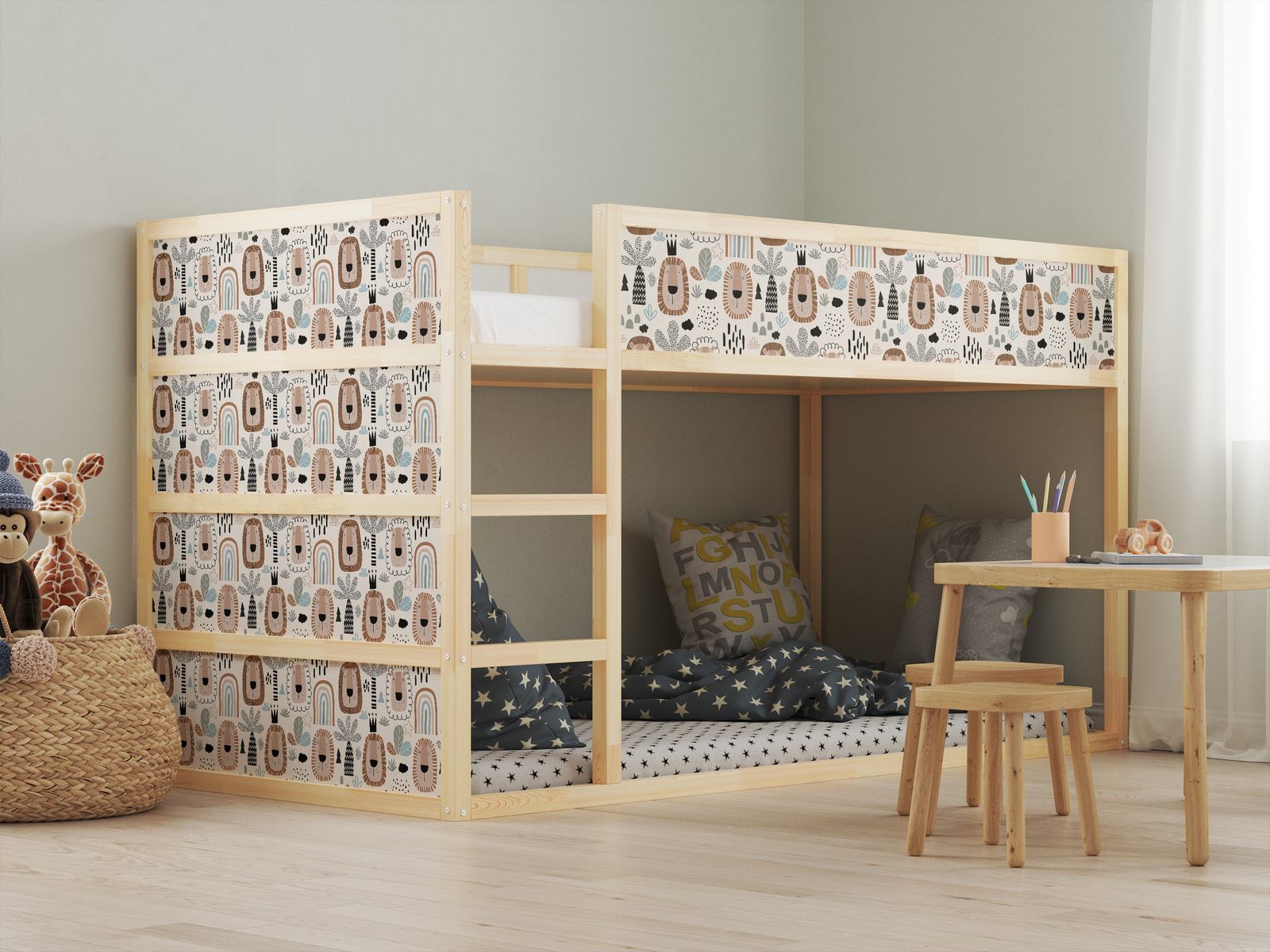 Self-Adhesive Stickers – for Ikea KURA bed / - Sticker - Lion Pattern