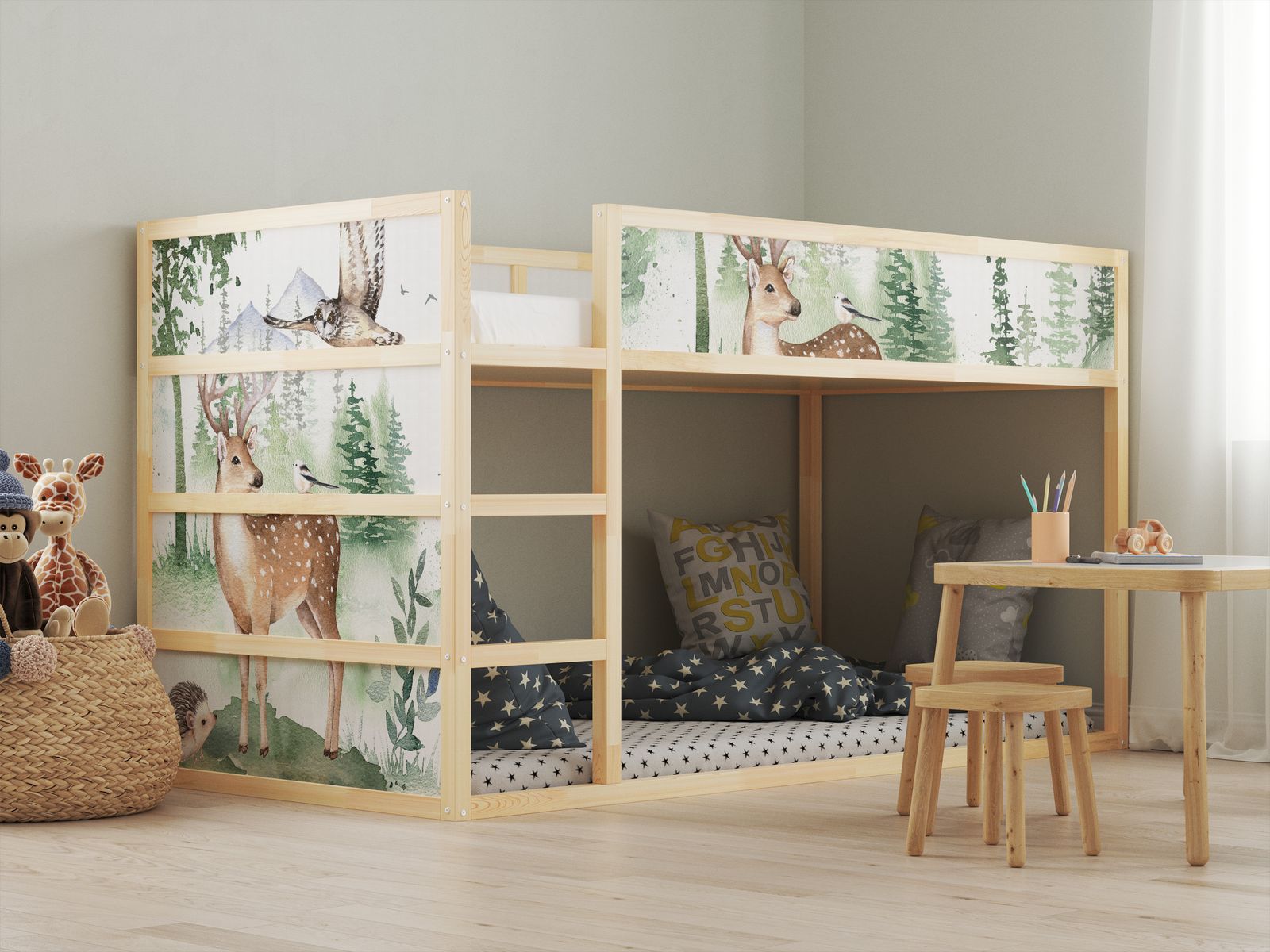 Self-Adhesive Stickers – for Ikea KURA bed / - Sticker - Forest Animal