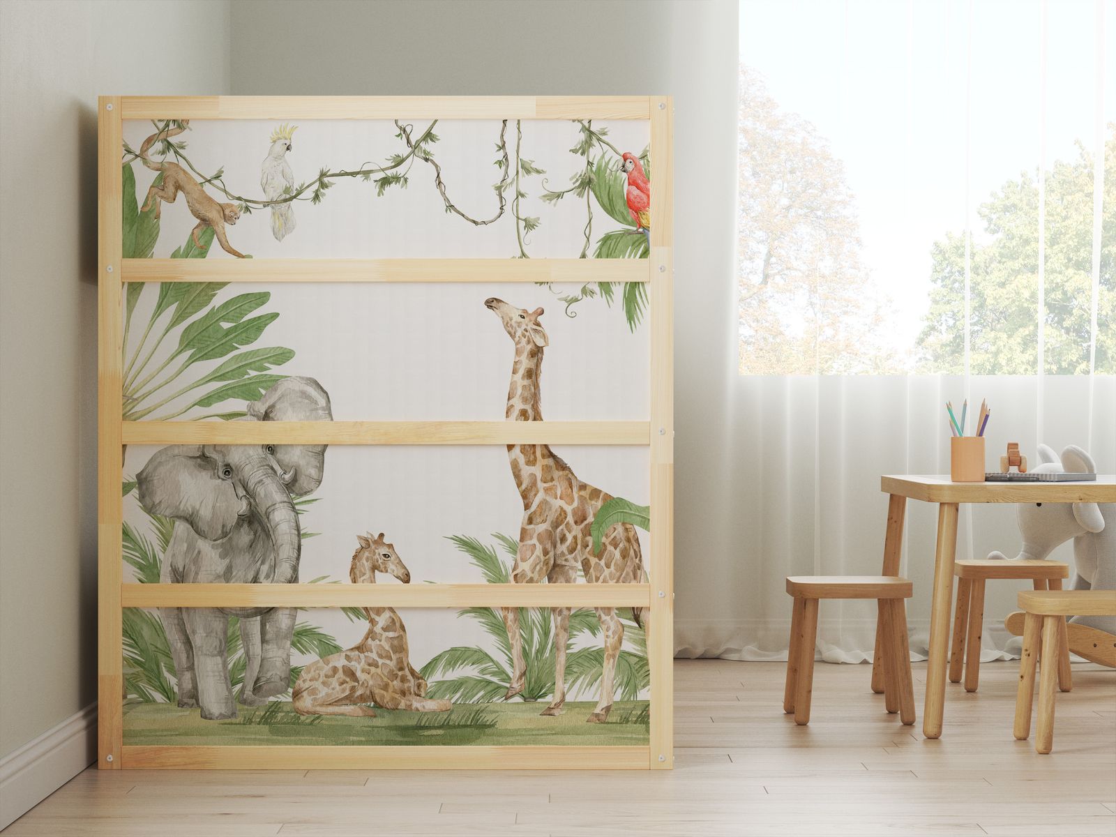 Self-Adhesive Stickers – for Ikea KURA bed / - Sticker - Jungle Animals