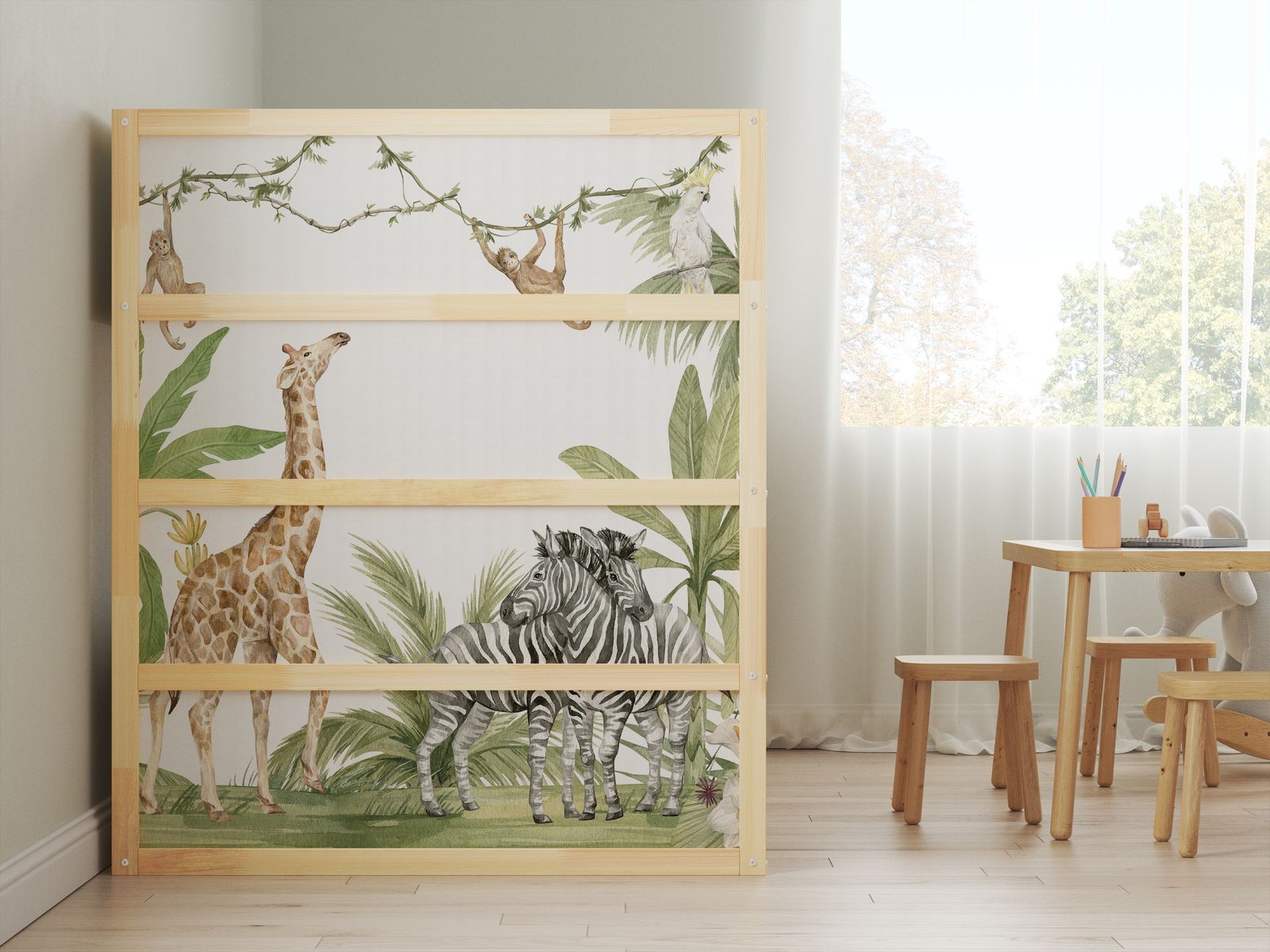 Self-Adhesive Stickers – for Ikea KURA bed / - Sticker - Jungle Animals