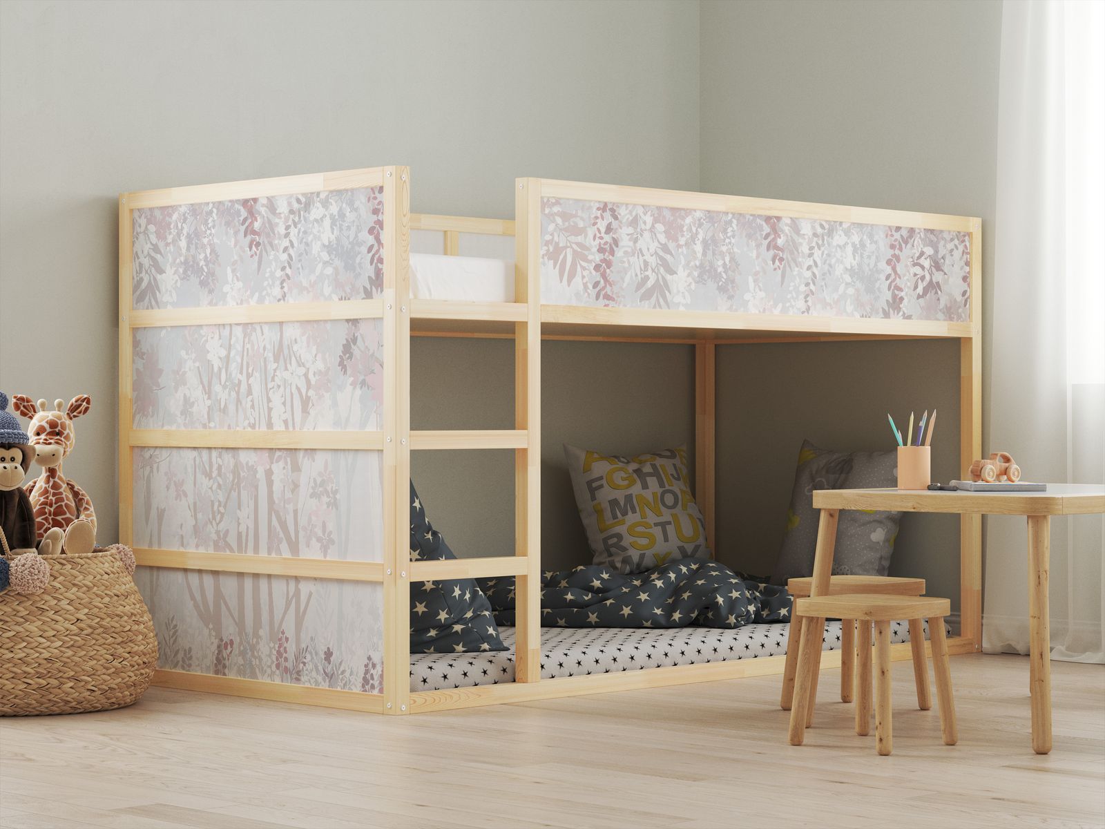 Self-Adhesive Stickers – for Ikea KURA bed / - Sticker - Forest Design