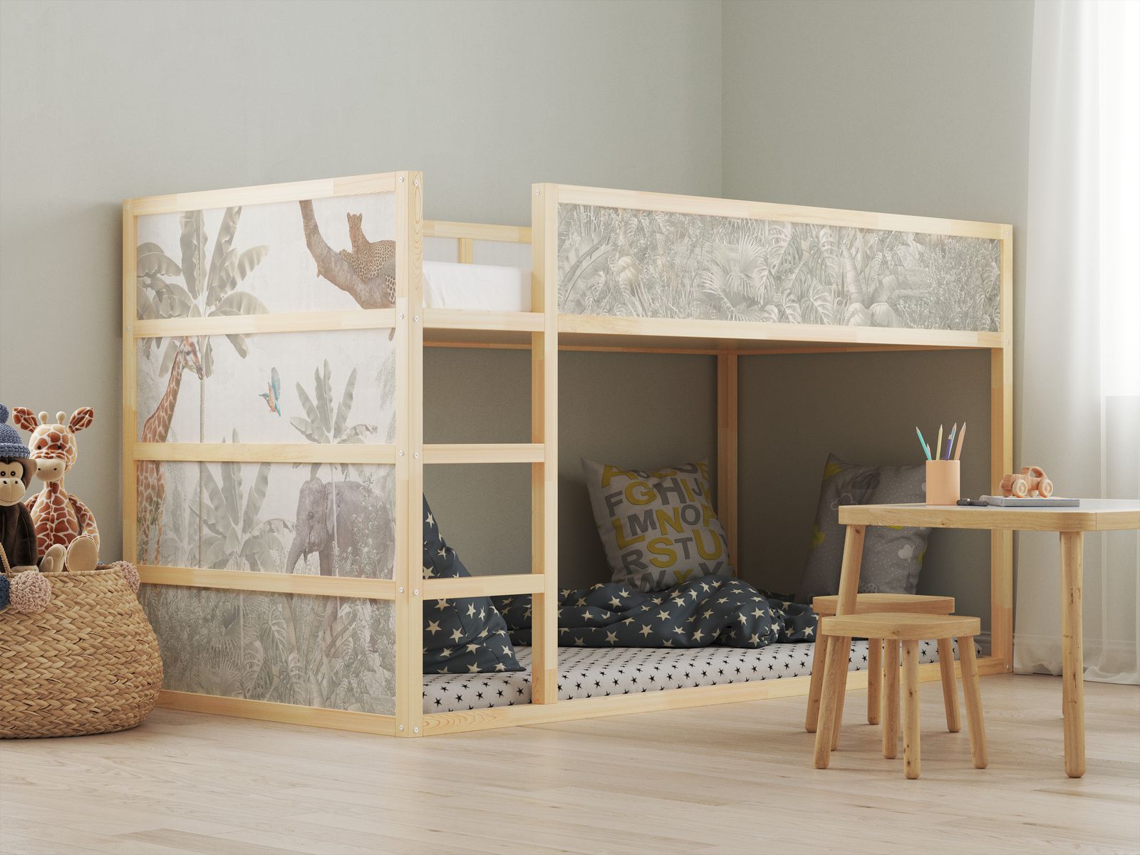 Self-Adhesive Stickers – for Ikea KURA bed / - Sticker - Jungle Safari