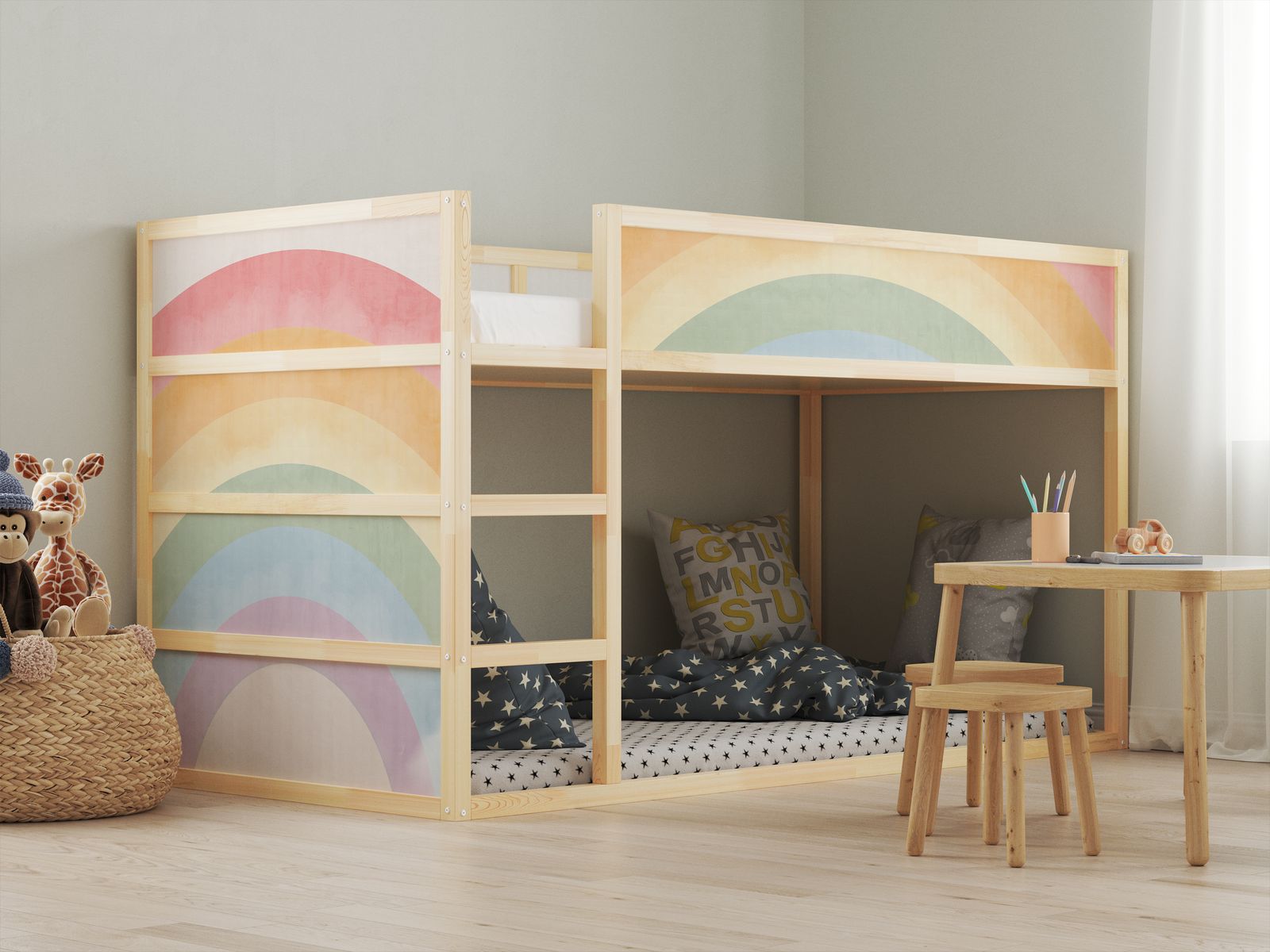 Self-Adhesive Stickers – for Ikea KURA bed / - Sticker - Rainbow Design