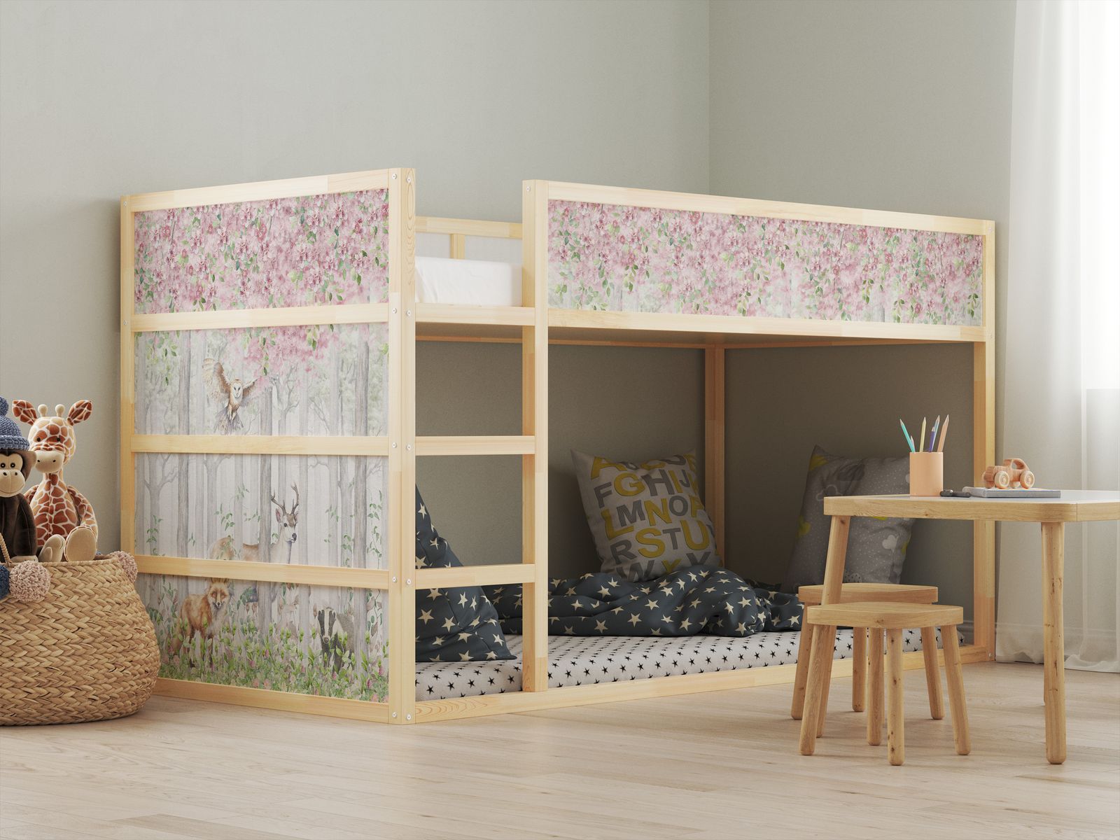 Self-Adhesive Stickers – for Ikea KURA bed / - Sticker - Forest Design