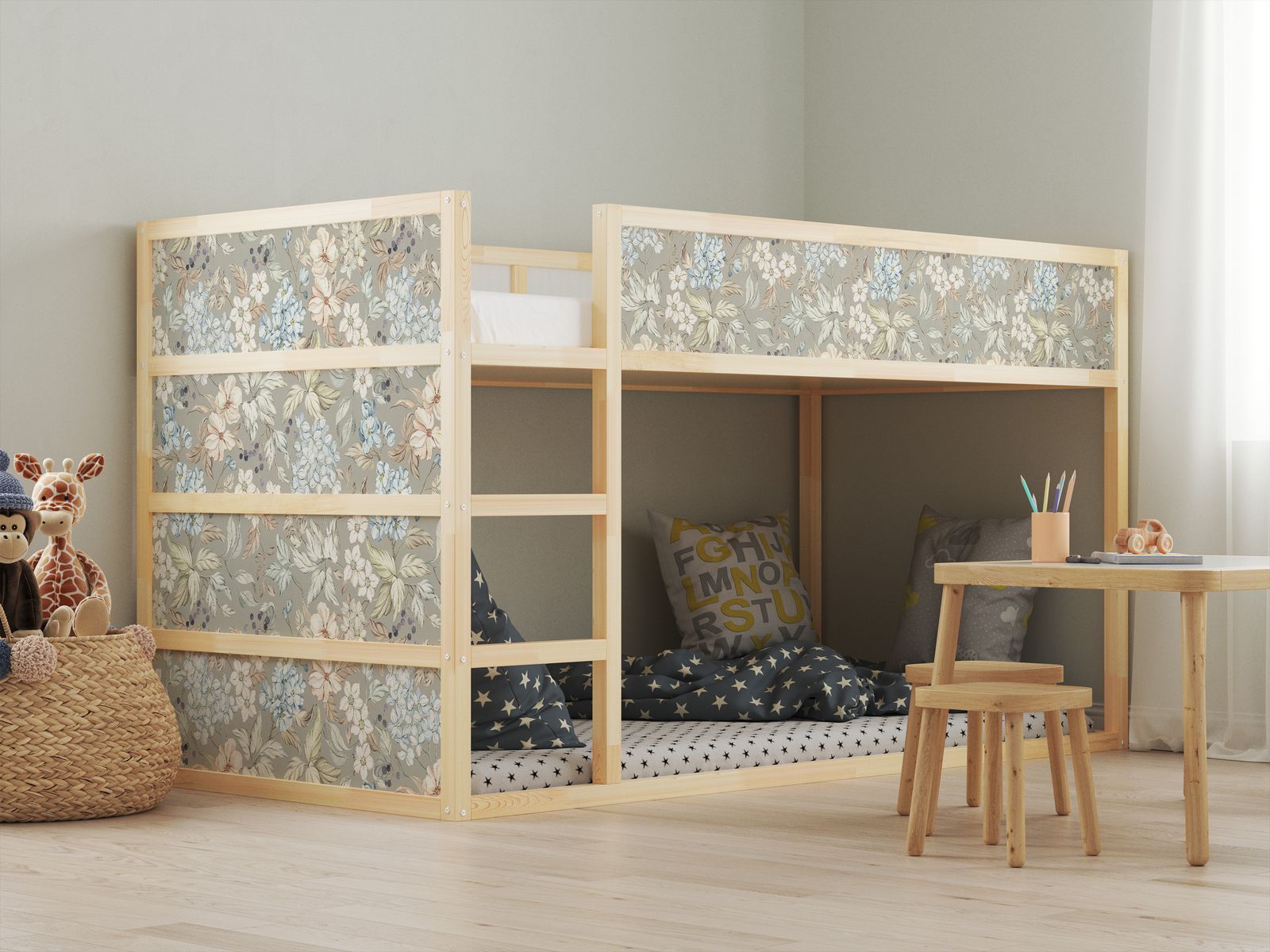 Self-Adhesive Stickers – for Ikea KURA bed / - Sticker - Floral Design