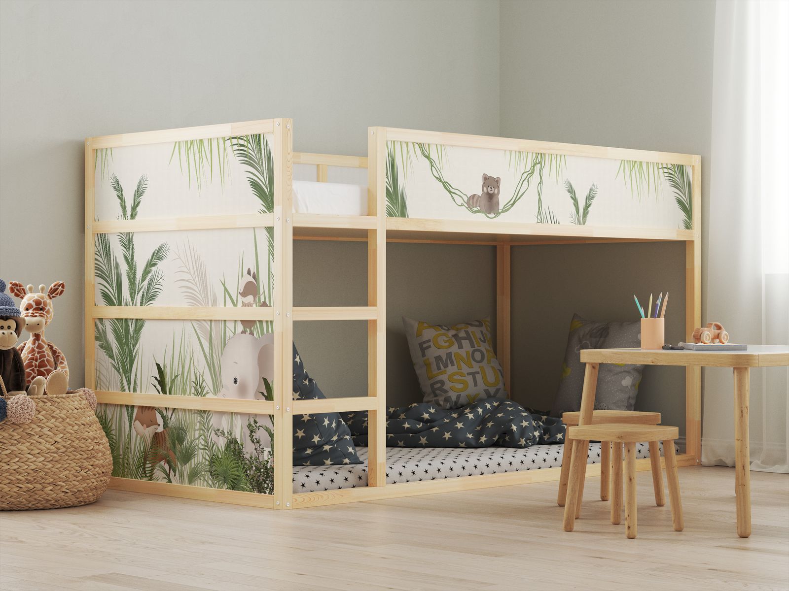 Self-Adhesive Stickers – for Ikea KURA bed / - Sticker - Jungle Friends