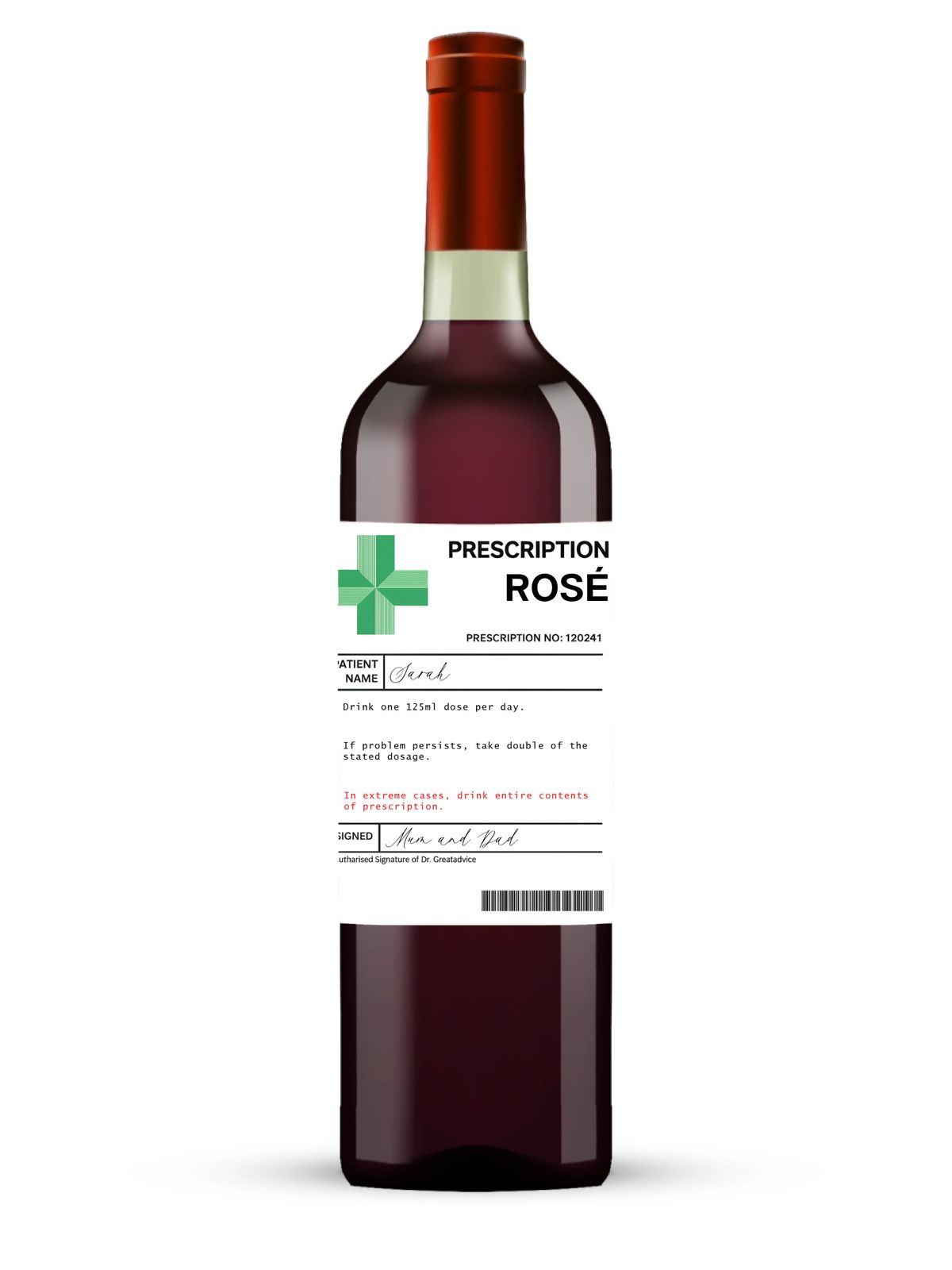 Personalised Bottle Label - Prescription Wine