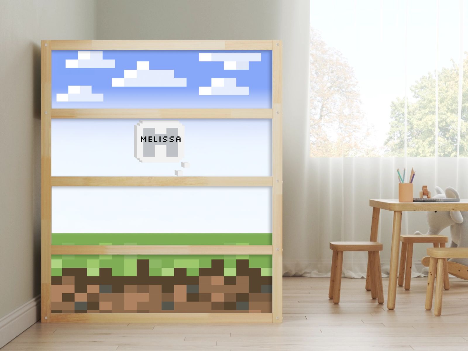 Self-Adhesive Stickers – for Ikea KURA bed / Personalised Minecraft