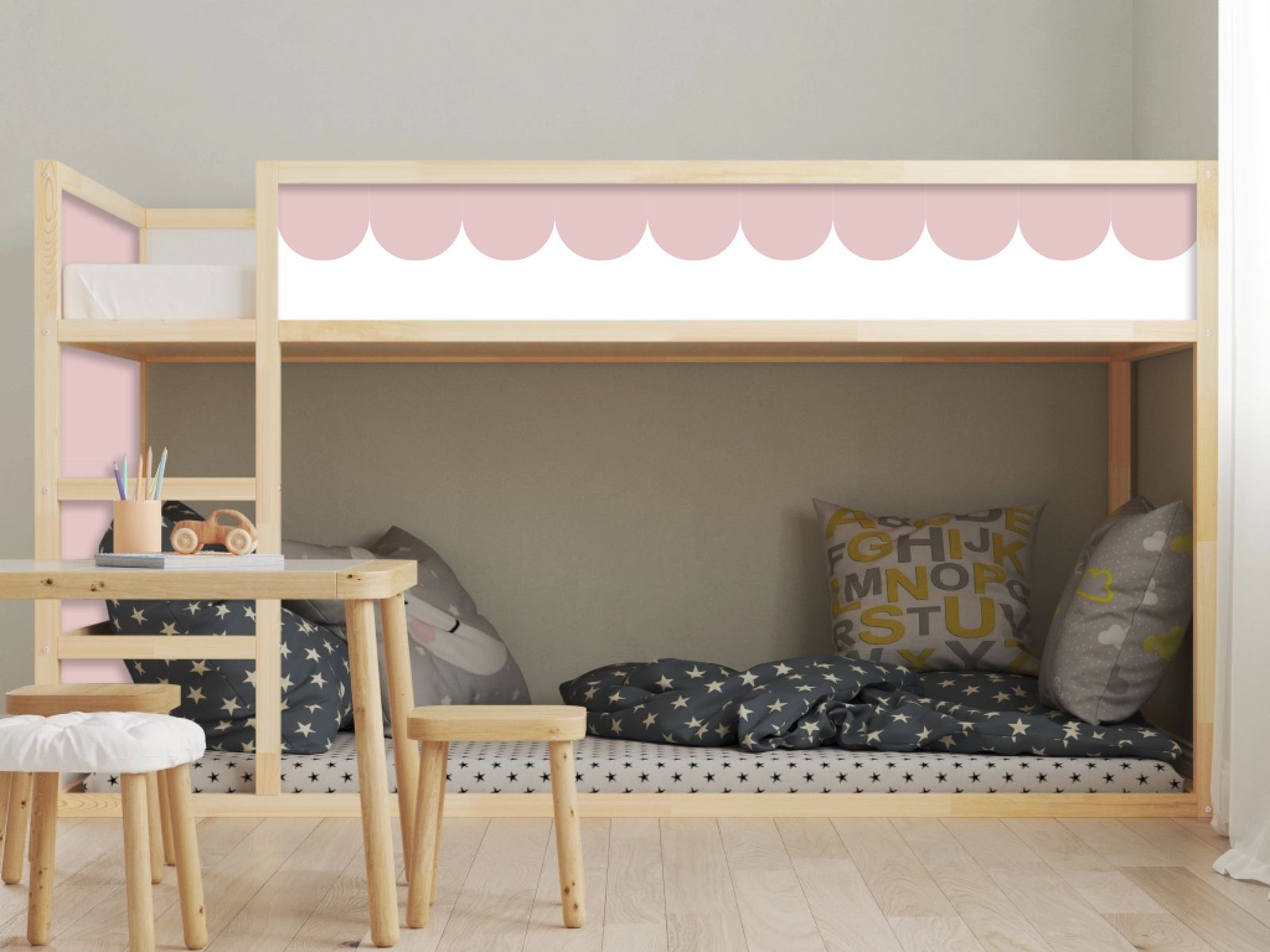 Self-Adhesive Stickers – for Ikea KURA bed / Scallop design