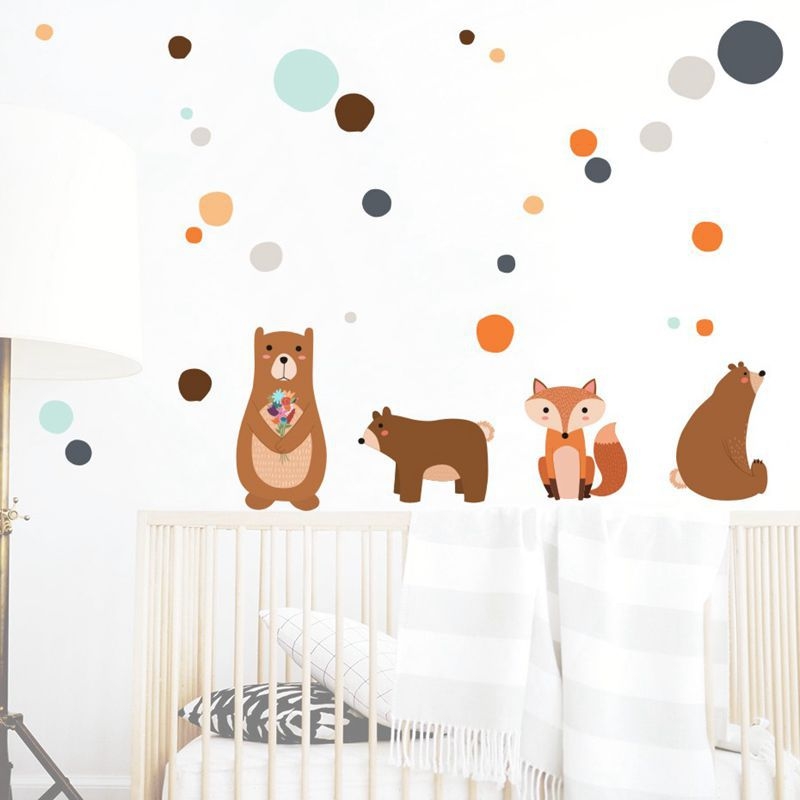 Wallsticker - Animals with Colourful Dots