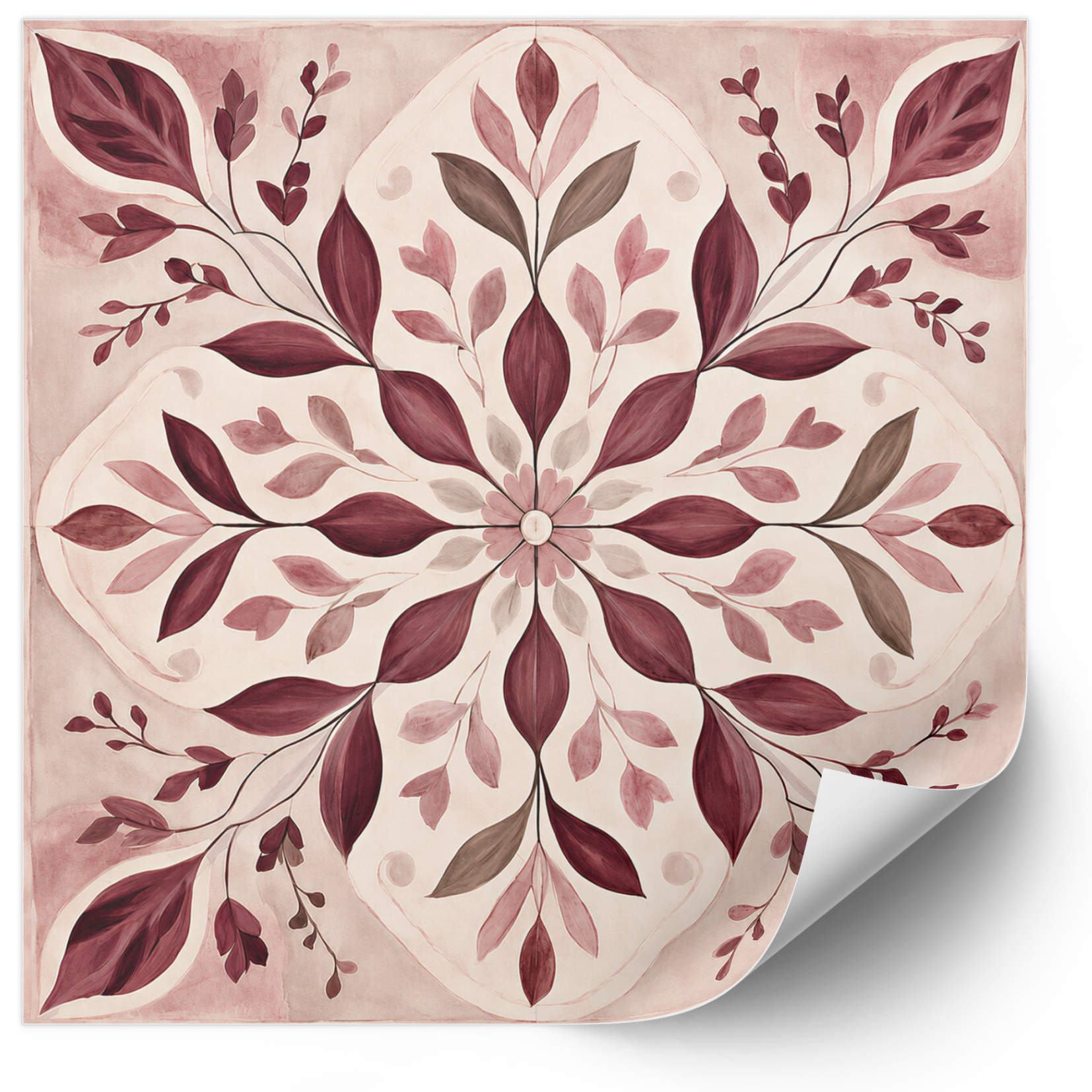 Tile Stickers –  Floral Burgundy