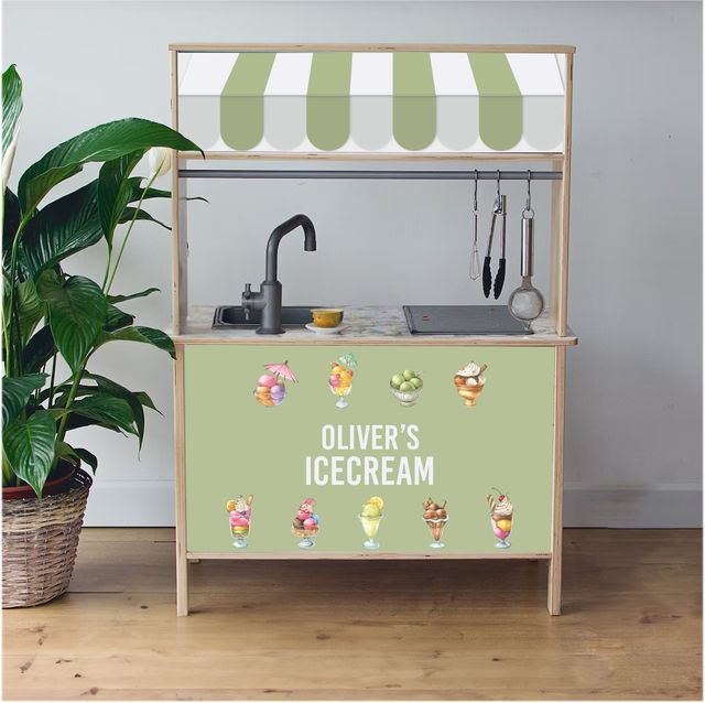 Self-adhesive decals for Ikea Duktig – personal stickers for play kitchens – Icecream