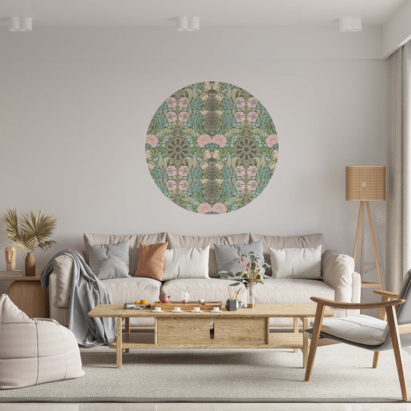 Wall Sticker / Circle - Floral Pattern
