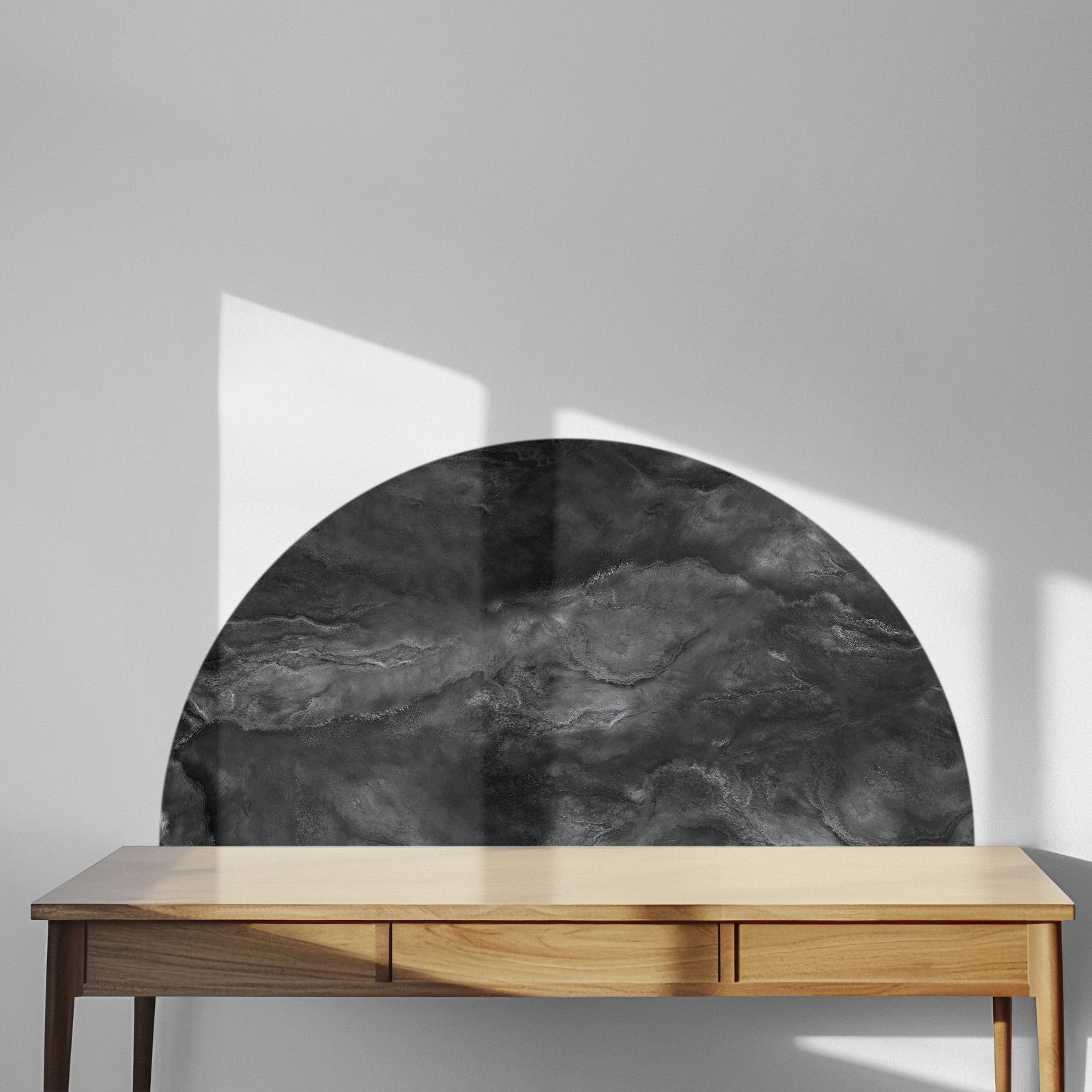 Wall Sticker / Half-circle - Black Marble