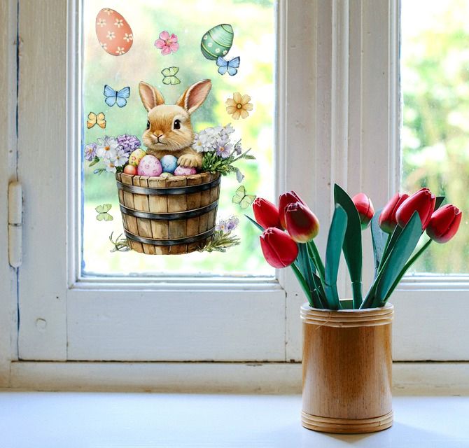 Wall Sticker - Easter Bunny and Eggs