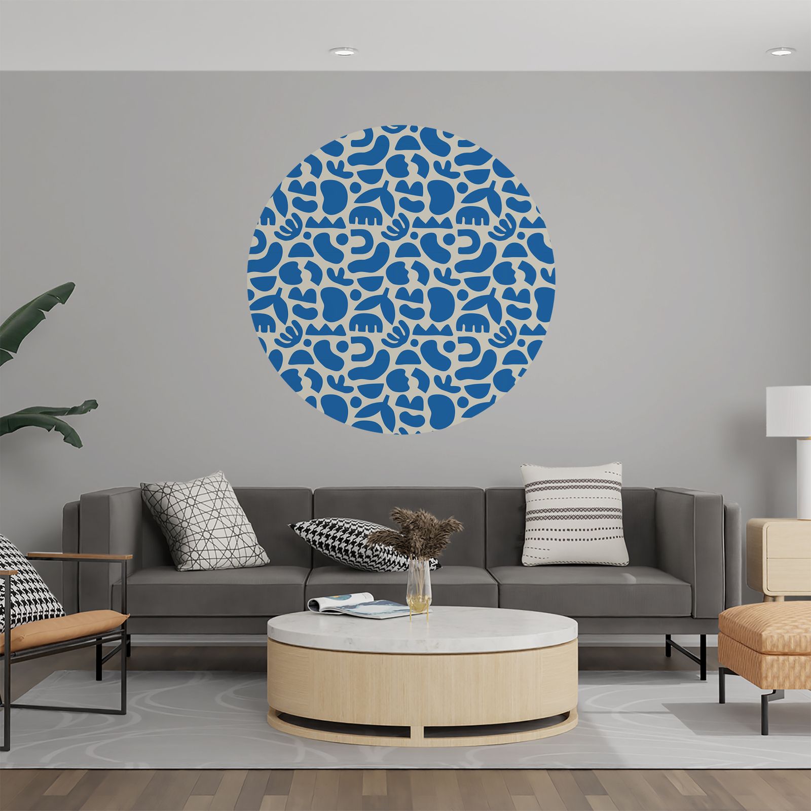 Wall Sticker / Circle - Blue Shapes