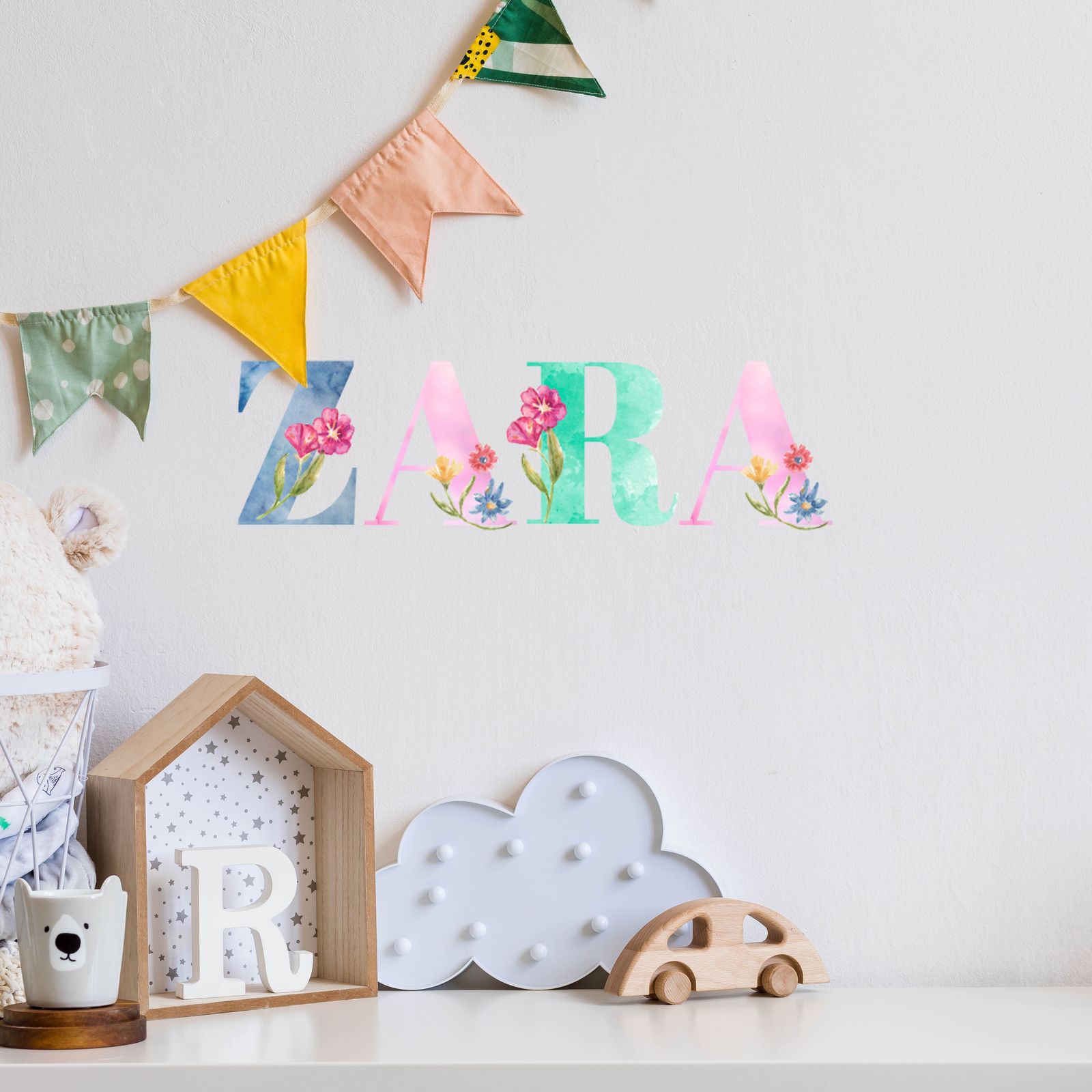 Floral Alphabet Name Custom Wall Sticker