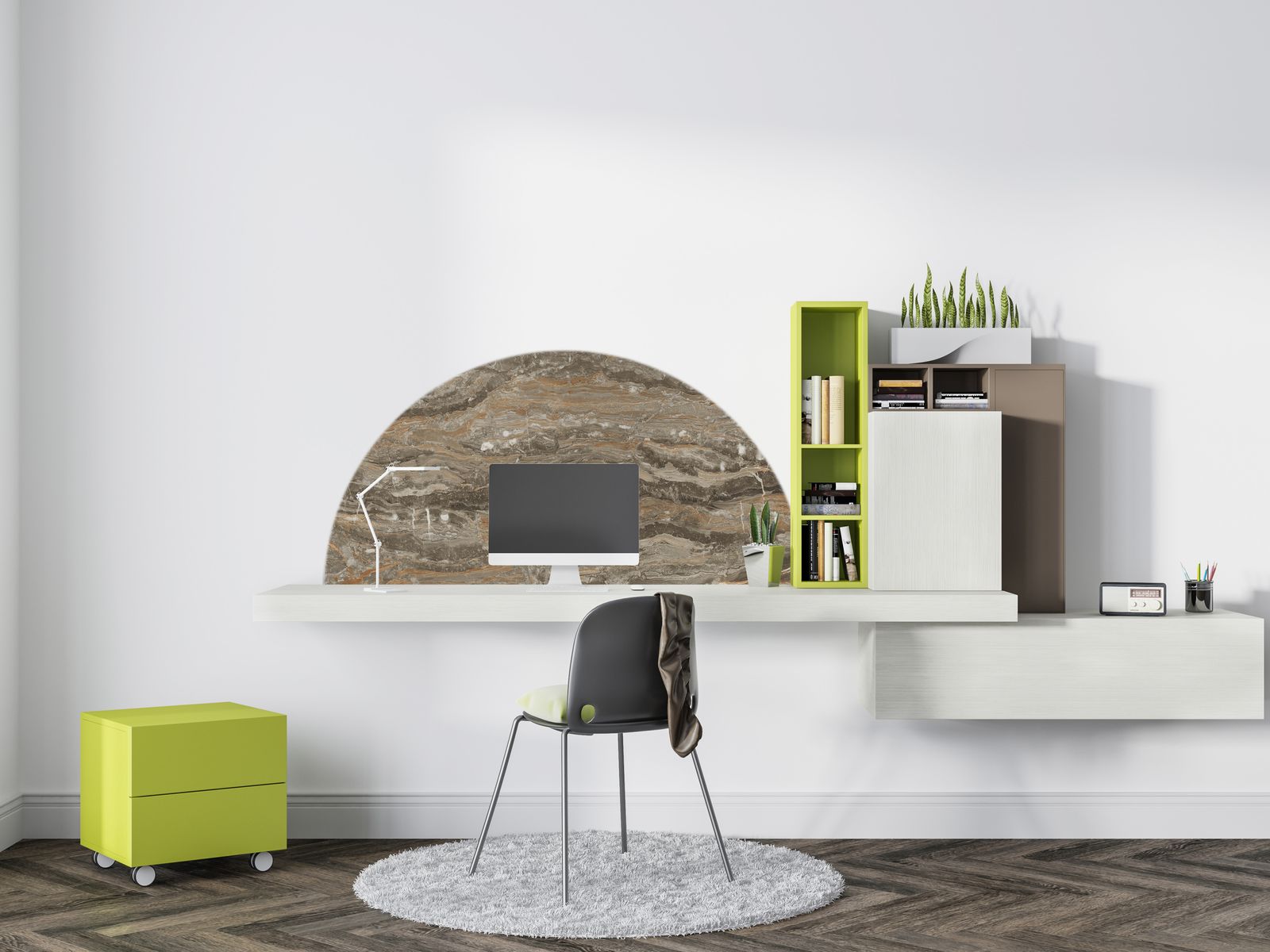 Wall Sticker / Half-circle - Stone Texture