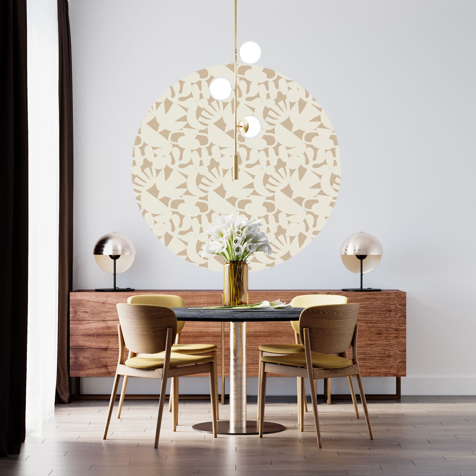 Wall Sticker / Circle - Abstract Beige