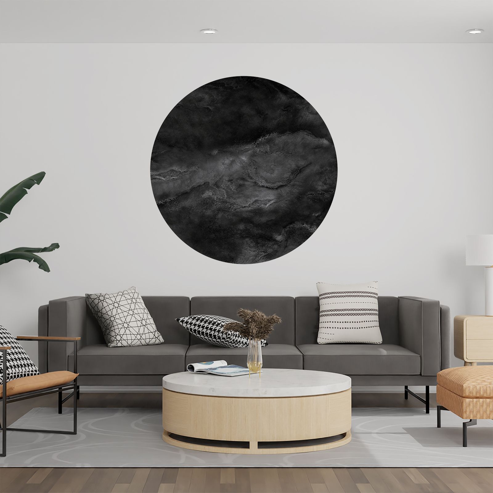 Wall Sticker / Circle - Dark Marble