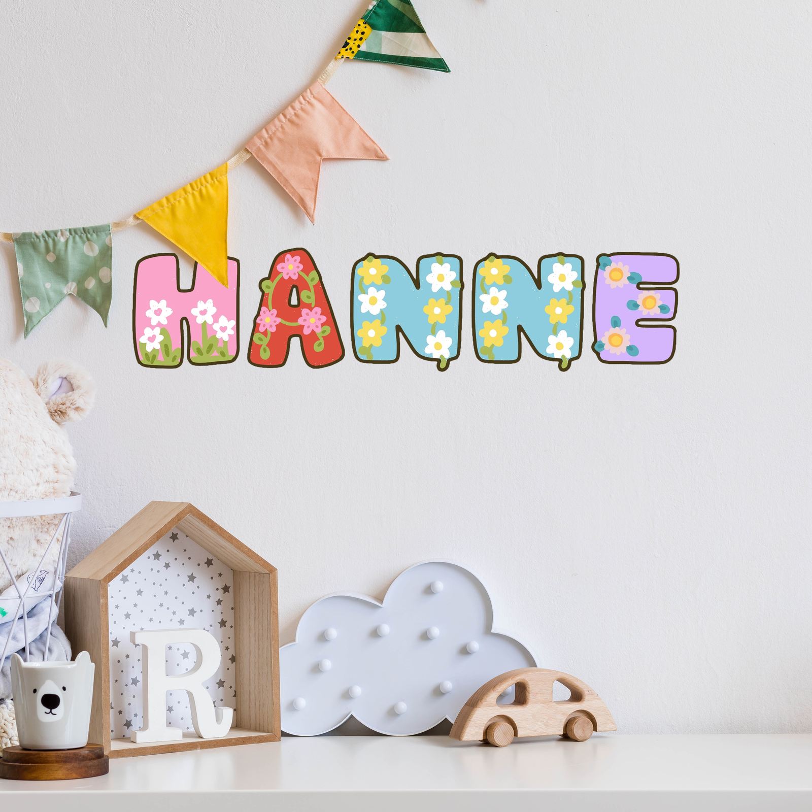 Floral Custom Name Wall Sticker