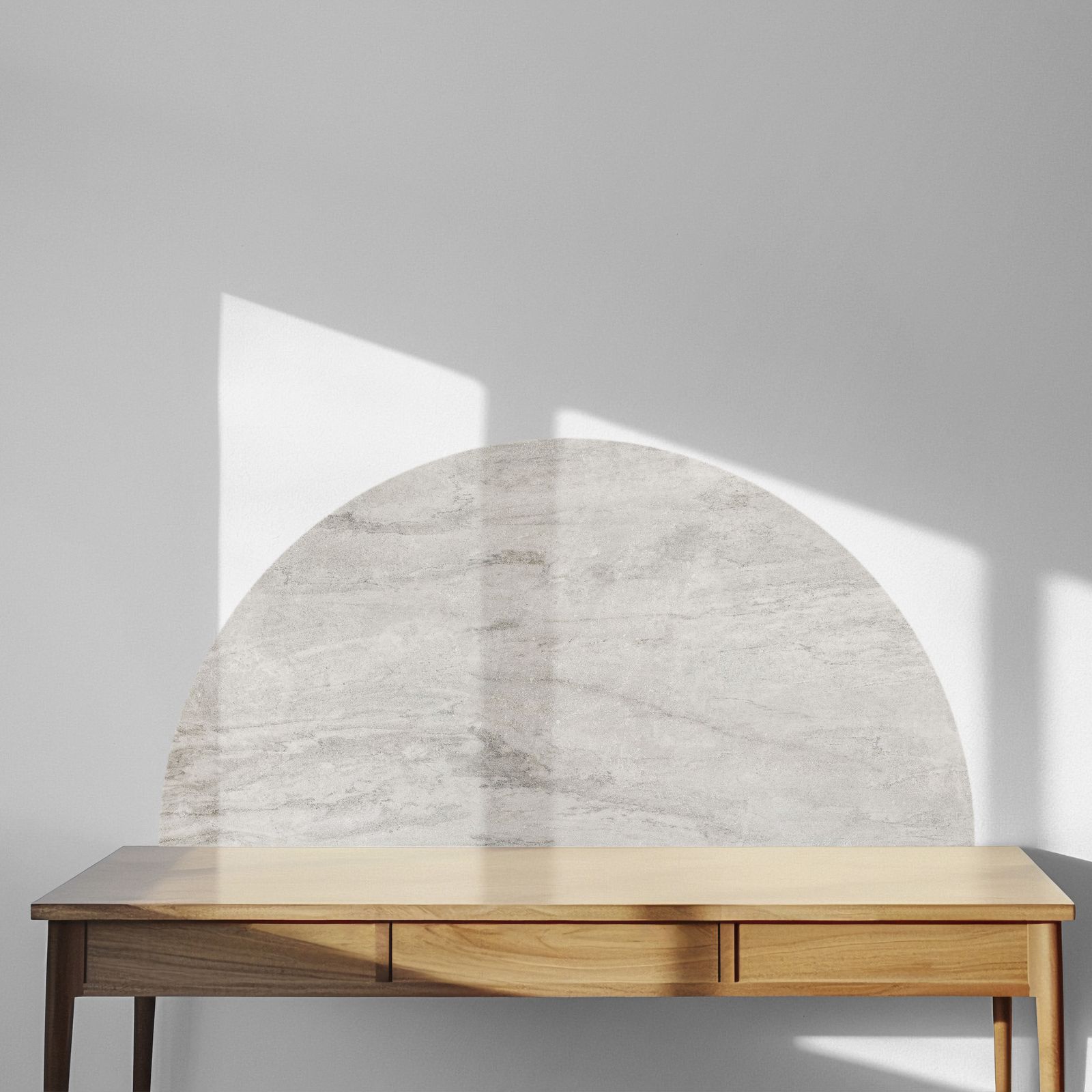 Wall Sticker / Half-circle - Grey Marble