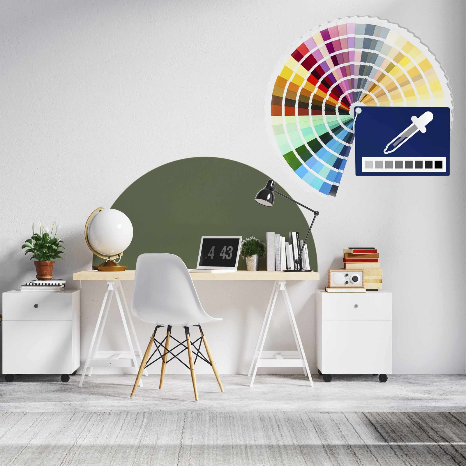 Wall Sticker / Semi-circle / Choose your own colour- Desk Accent
