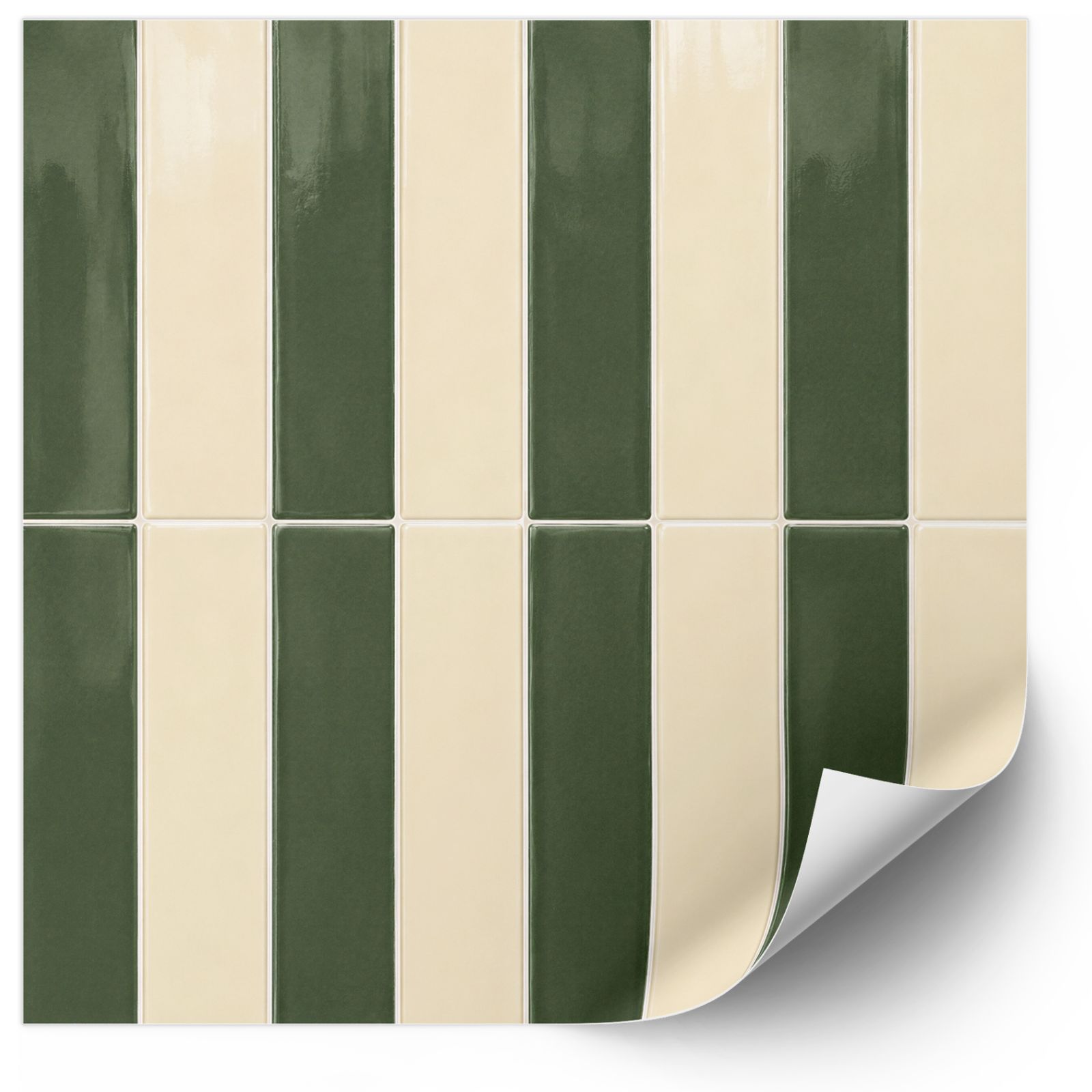 Tile Stickers - Green and Beige Stripe / 24 pcs