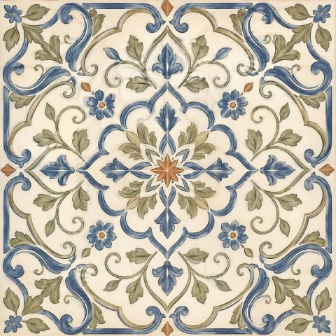 Tile Stickers – Blue and Green Vintage Floral