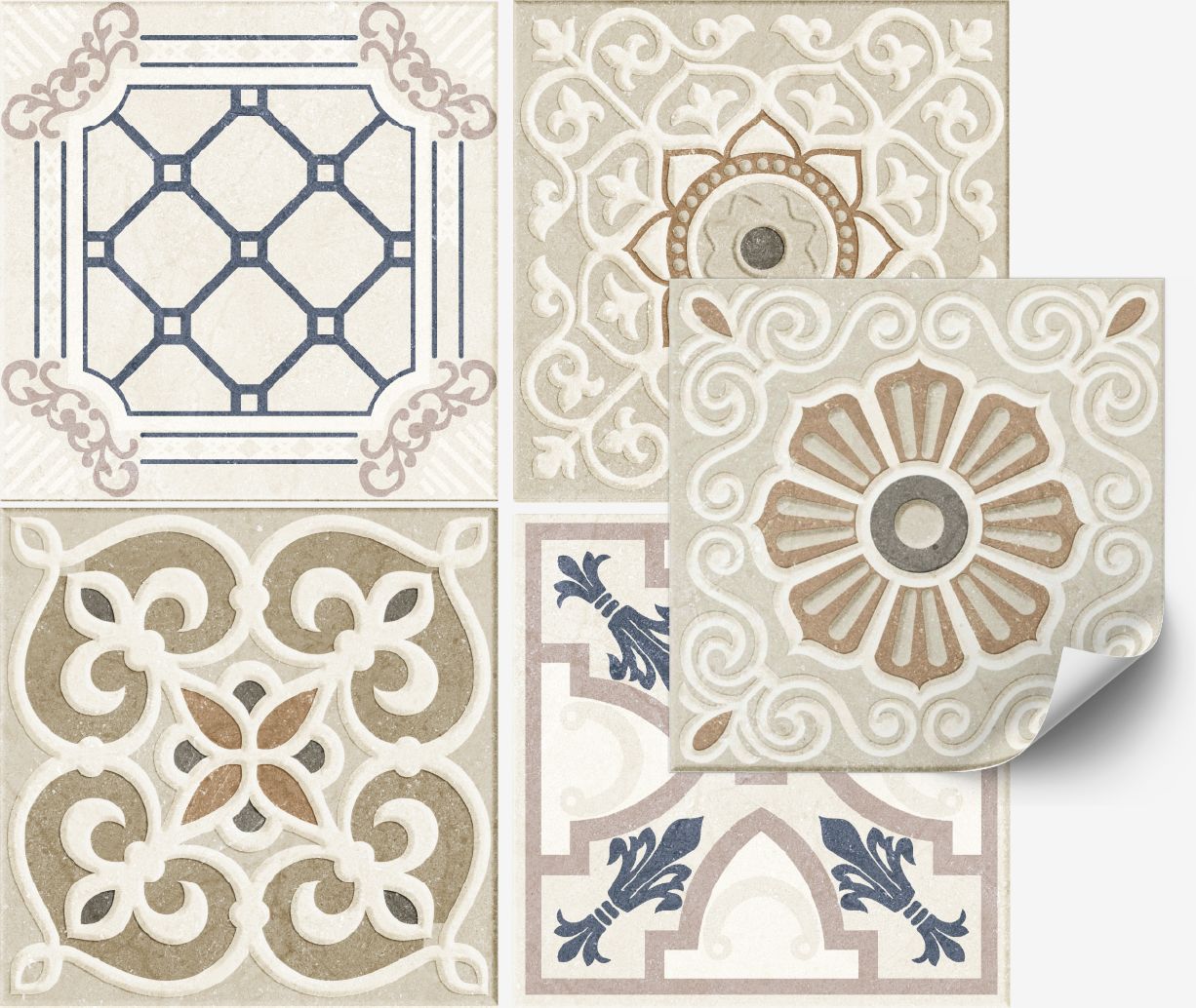 Tile Sticker - Vintage Floral / 24 pcs
