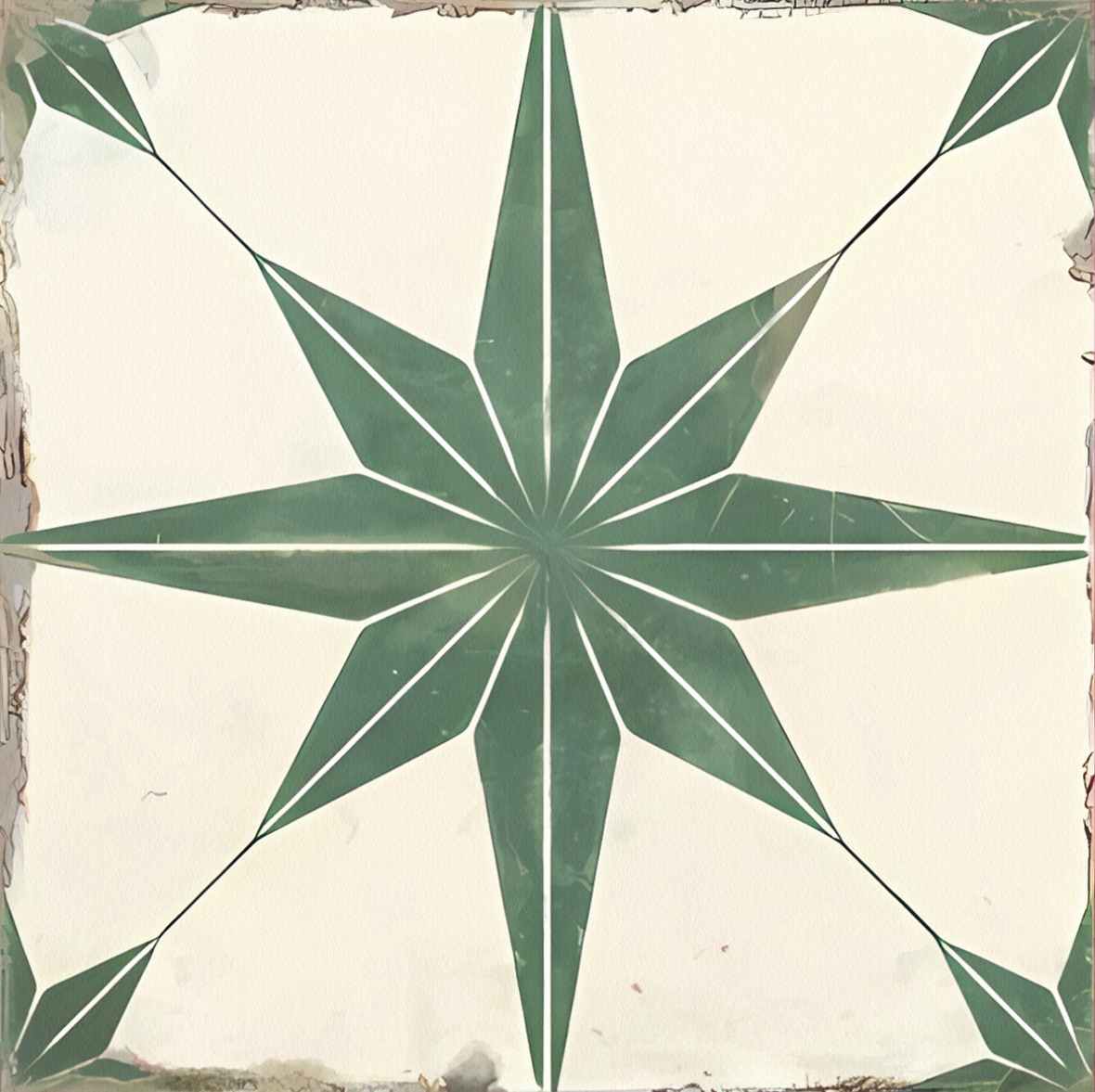 Tiles Sticker – Dark green star pattern / 24 pcs